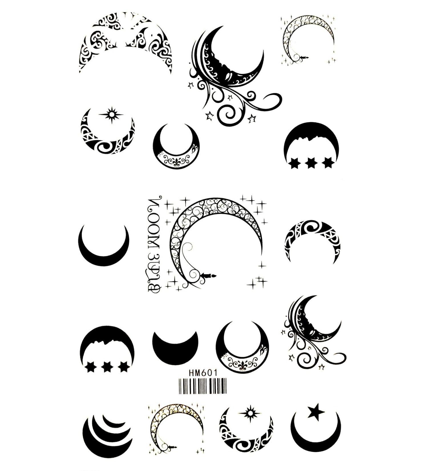 Crescent Moon Moon in Sky Beautiful Cartoon 4X8 in MEGADEE Tattoo Sticker Body Arm Leg Body Art Beauty Makeup Cool Removable Waterproof Tattoo Sticker Great as Happy Gift (Tattoo Sticker 101)