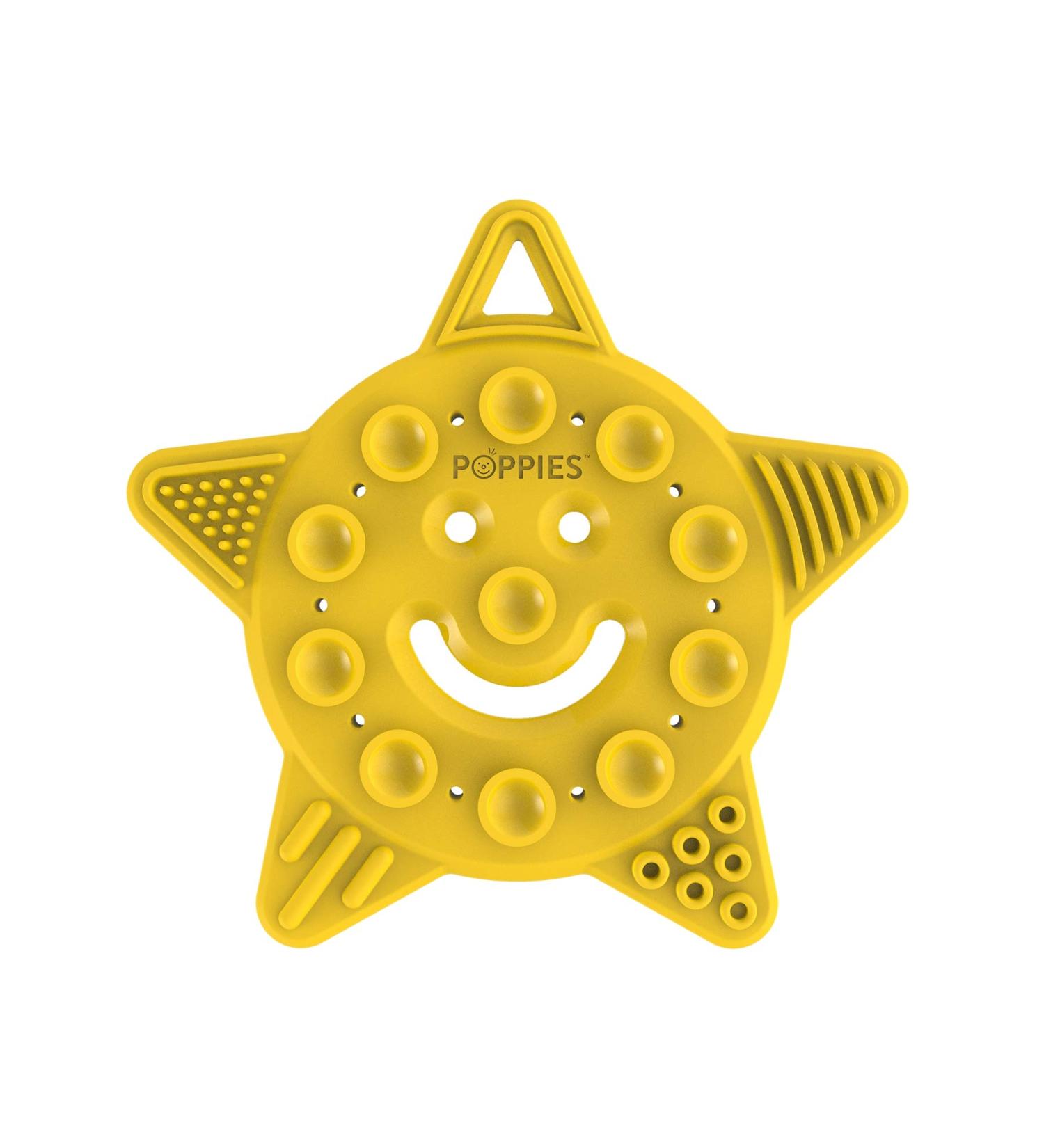 Poppies Smiley The Star BPA-Free Silicone Suction Cup Teether & Sensory Bath Toy (Yellow) - Buy Online on GoSupps.com