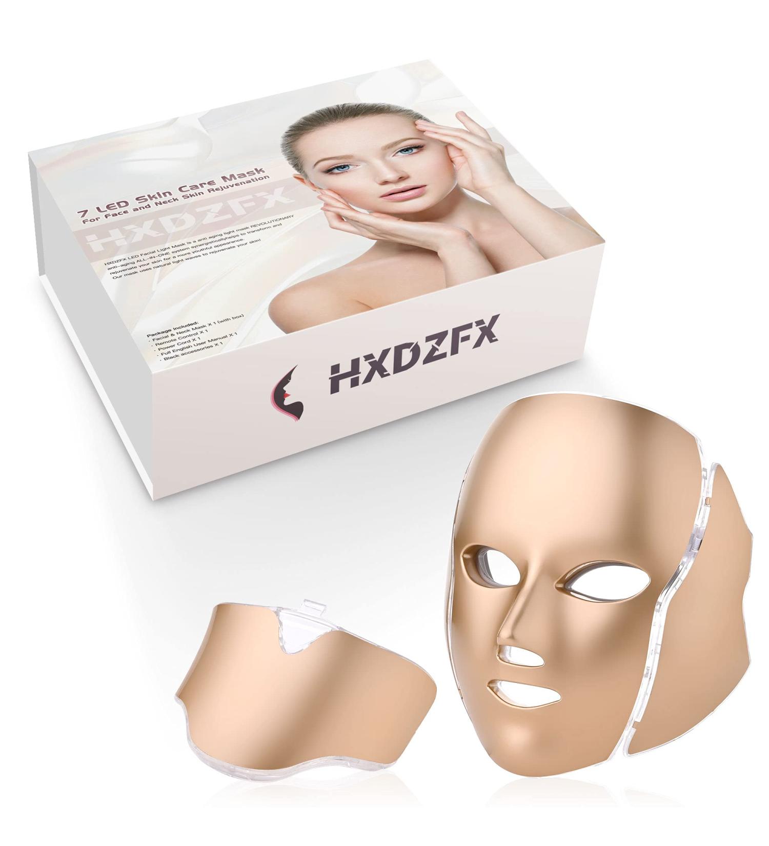 7 LED Skin Care Mask for Face and Neck - Gold | Light Therapy Facial Rejuvenation - Buy Online on GoSupps.com