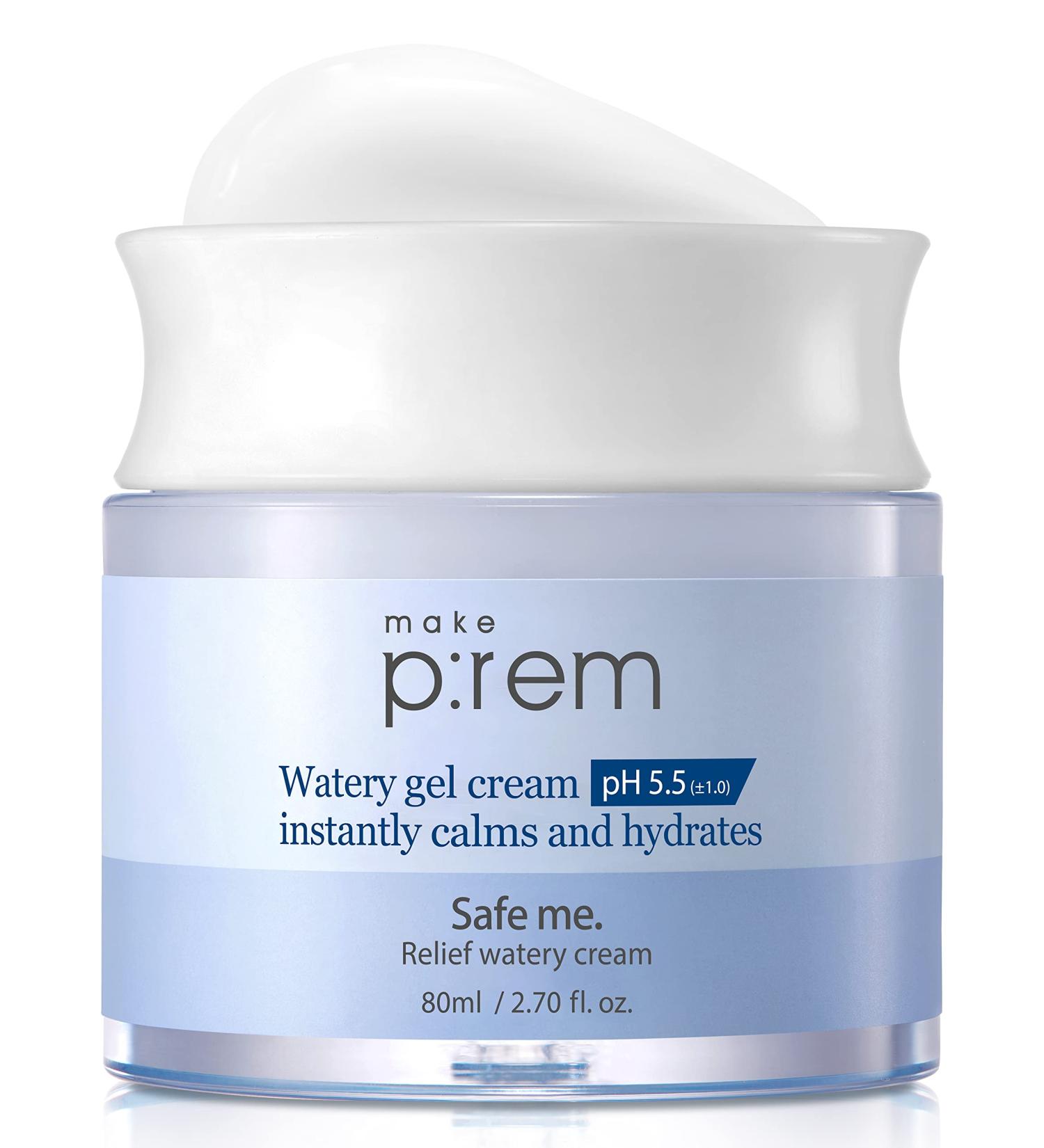 MAKEPREM Safe Me Relief Watery Gel Cream pH 5.5 2.70 Fl Oz | Calming Hydration with JEJU Cactus Extracts & Hyaluronic Acid - Buy Online on GoSupps.com
