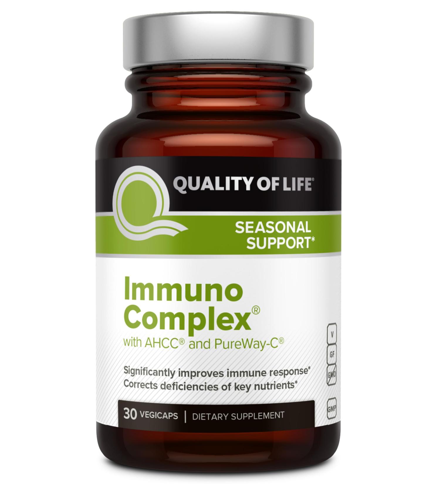Quality of Life Immuno Complex Includes AHCC Mushroom Extract Vitamin C Vitamin D3 Copper Zinc 30 Count (Pack of 1) - Buy Online on GoSupps.com
