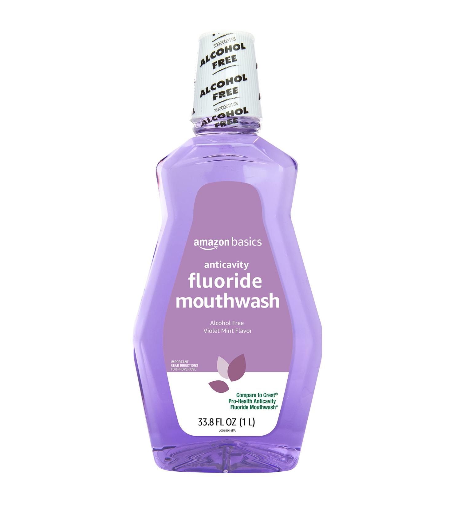 Amazon Basics Anticavity Fluoride Mouthwash - Alcohol Free, Violet Mint, 1 Liter (33.8 Fl Oz) - 1-Pack - Buy Online on GoSupps.com
