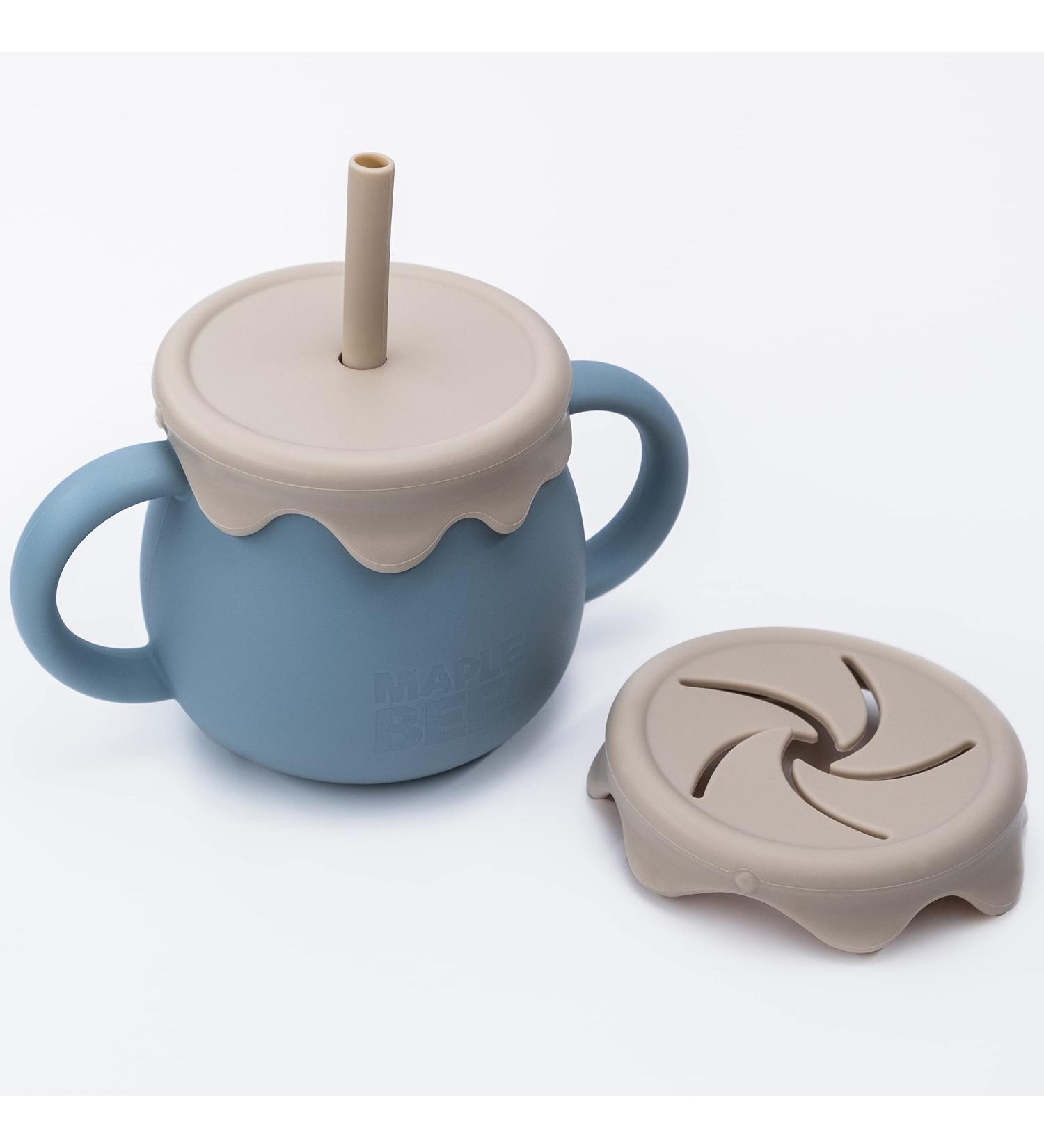 Silicone 2-in-1 Sippy N Snack Cup - BPA Free, No Spill, Drop Proof, Blue - Dishwasher & Microwave Safe - Buy Online on GoSupps.com