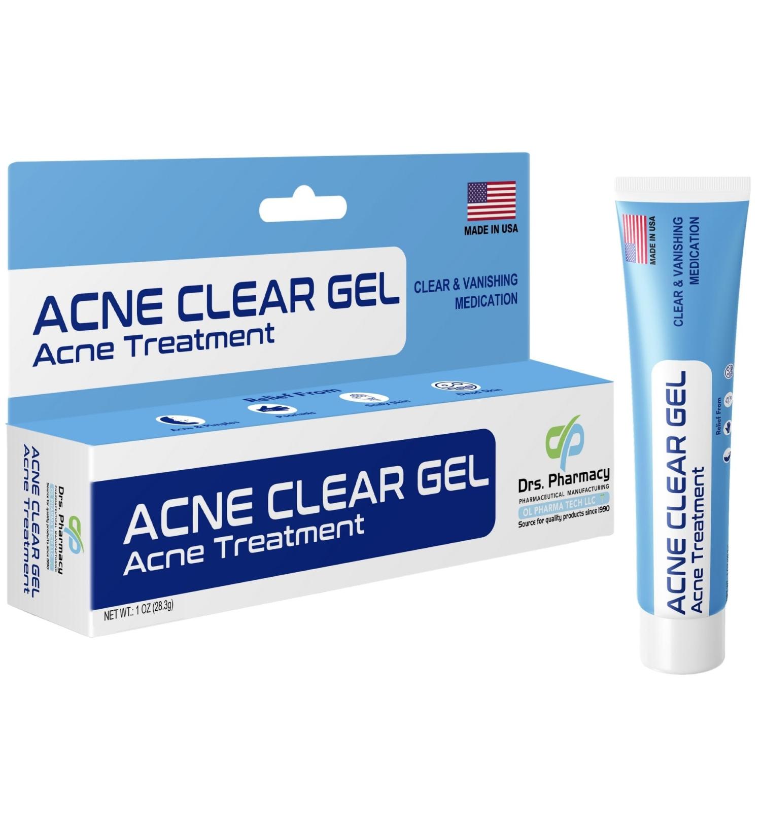 Drs Pharmacy Acne Clear Gel 0.5% Salicylic Acid Daily Defense 1 oz Made in USA - Buy Online on GoSupps.com