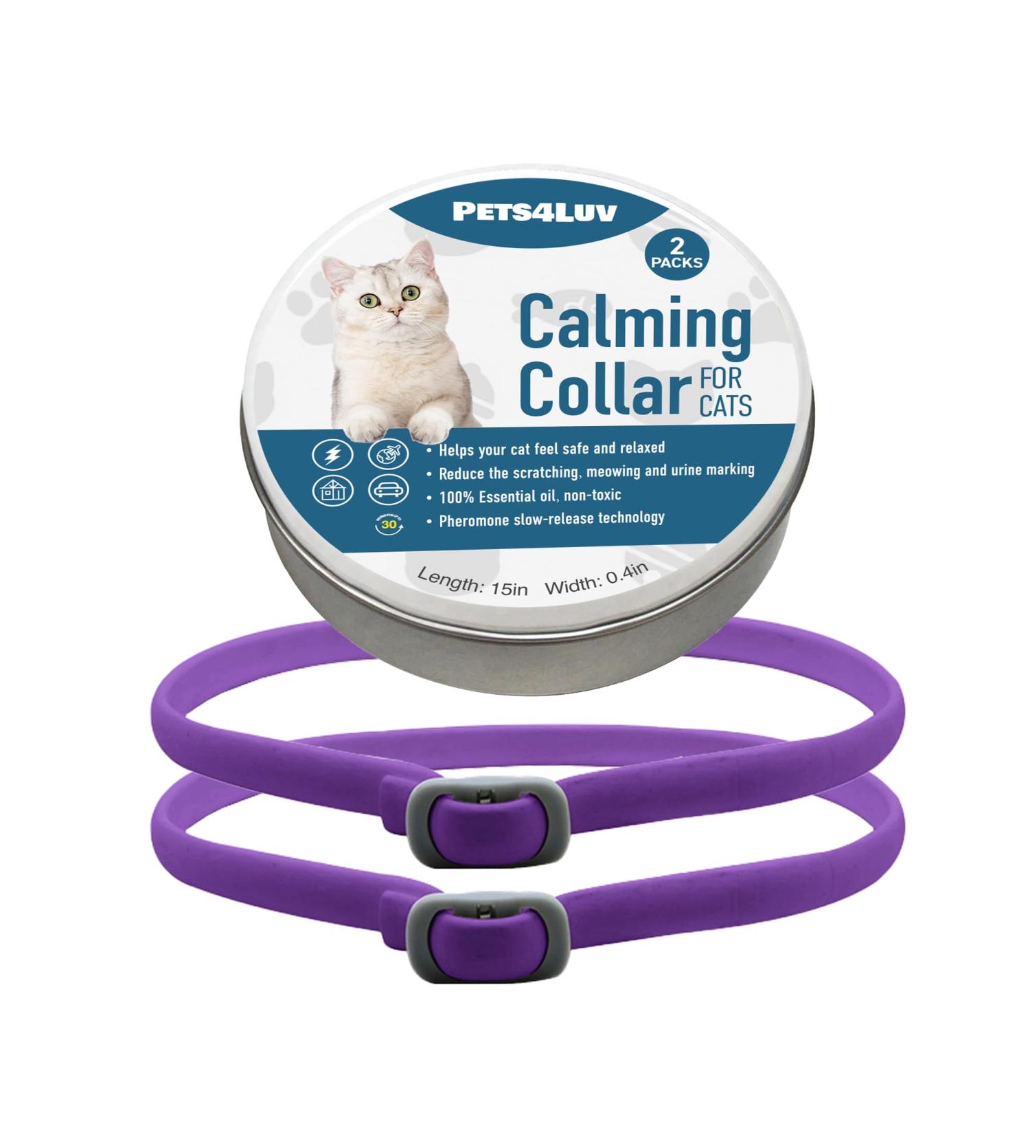 Pets4LUV 2 Pack Cat Pheromone Stress Relief - Adjustable Waterproof 100% Natural Purple - Buy Online on GoSupps.com
