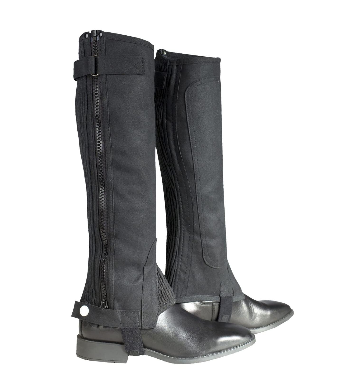 Horze Amara Kids' Unisex Black Half Chaps | Synthetic Leather Pair | Zip-Up | Small - Buy Online on GoSupps.com