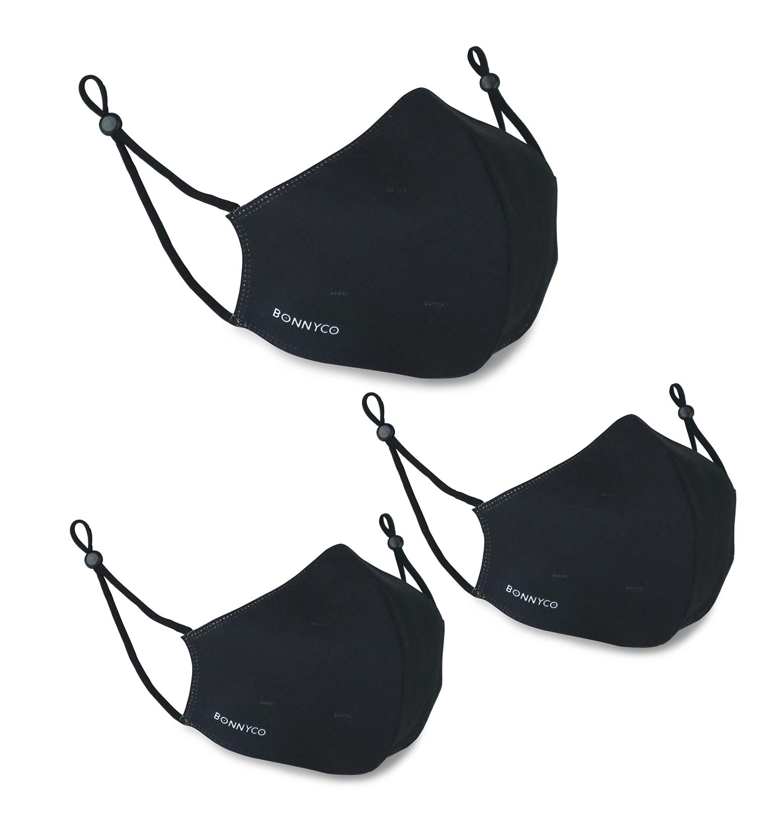 BONNYCO Washable Cloth Mask - Set 3 Washable Mask Black Mask Certificate UNE 0065 Adjustable Reusable Fabric Masks Approved - Buy Online on GoSupps.com