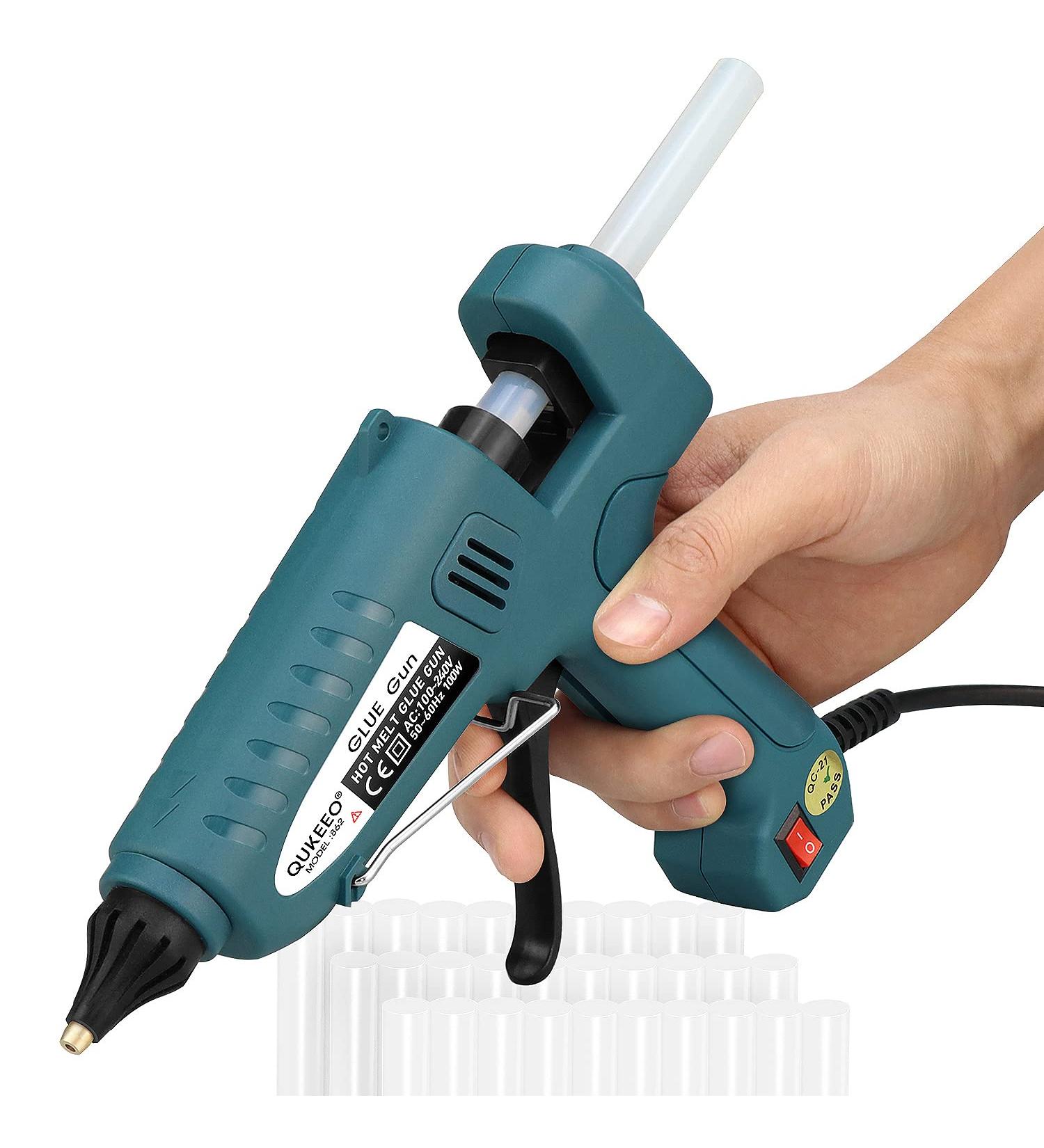 100 Watt Hot Glue Gun Kit with 30 Sticks - Full Size Green Glue Gun Set - Buy Online on GoSupps.com