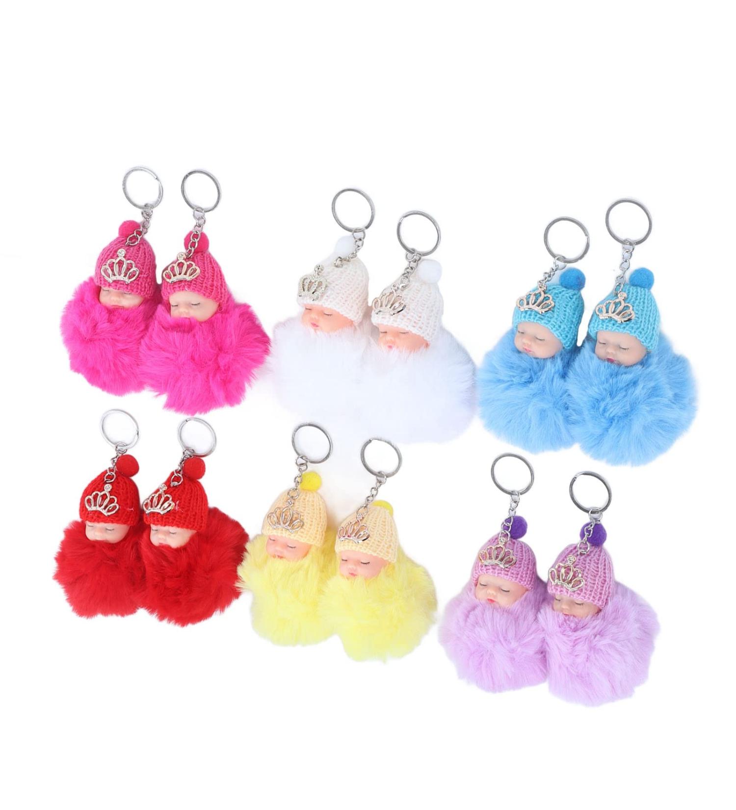 Buy mlida Sleeping Baby Pendant Keychain - Cute Fluffy Fur Doll Luggage Tag | International Shipping Available - Buy Online on GoSupps.com