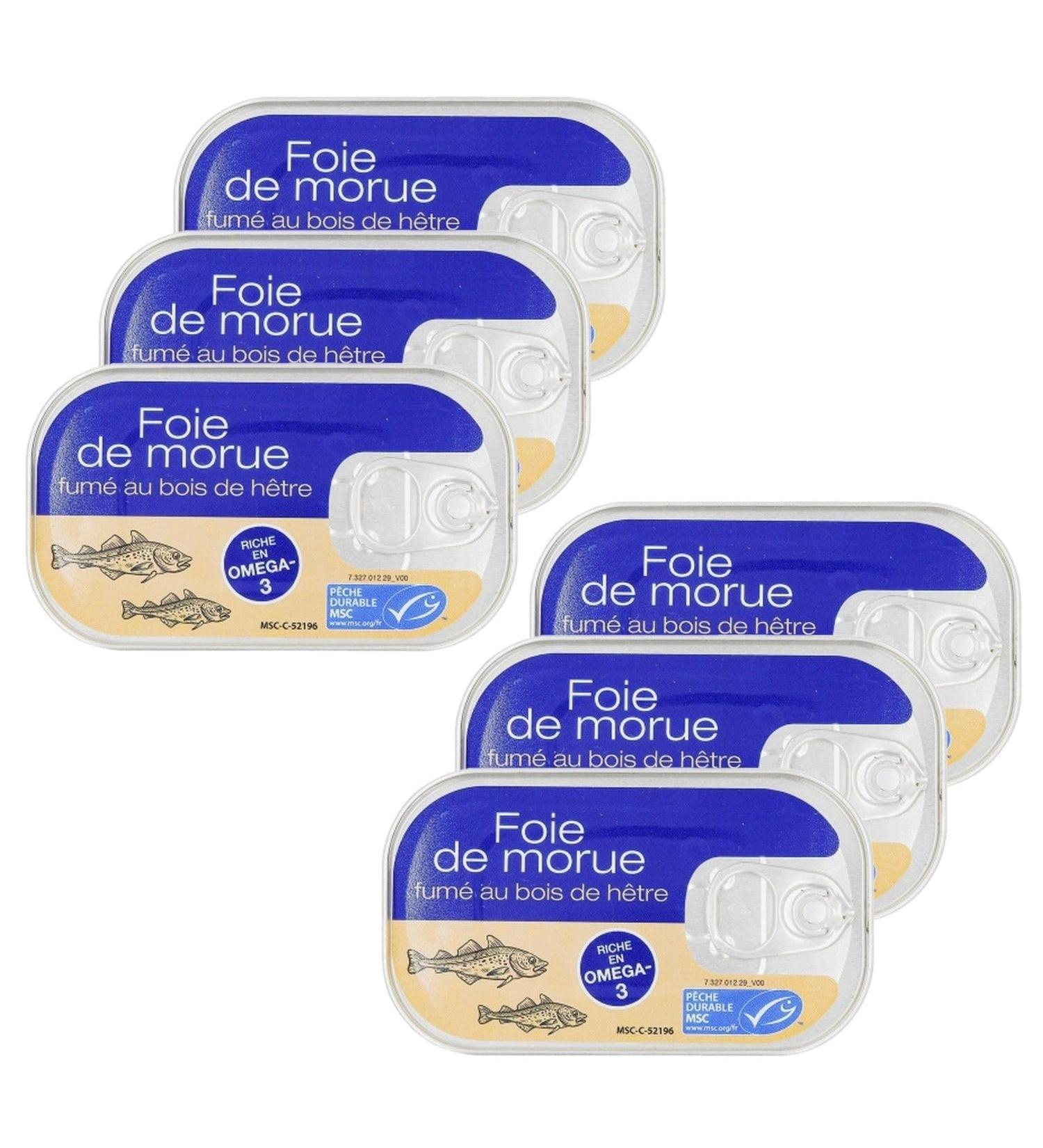 Lot 6x Foie de morue fum - Bo te 120g 120 g (Lot de 6)