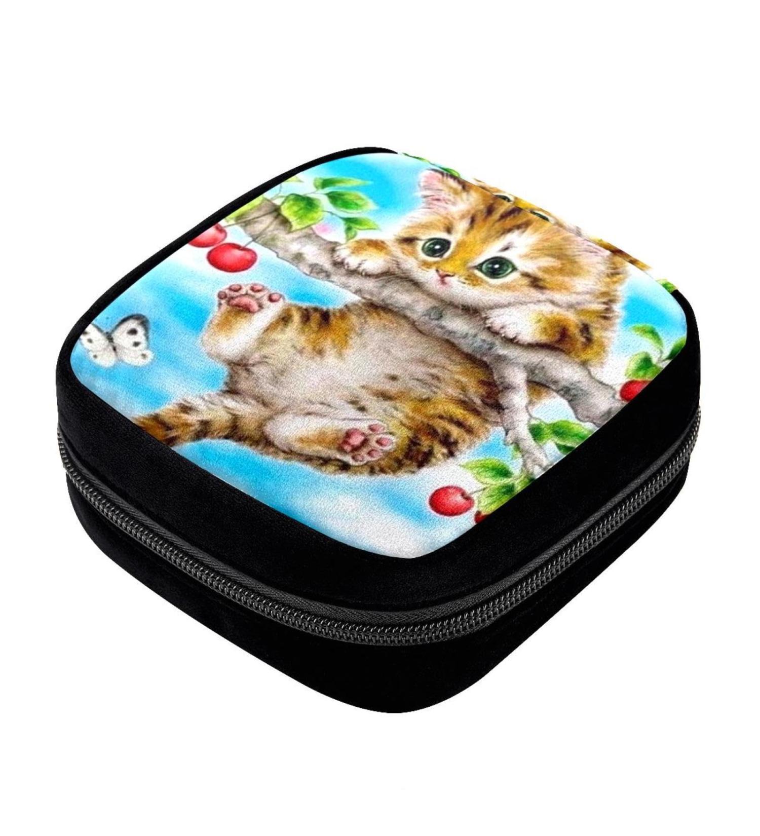 GIAPB Period Bag - Sanitary Napkin Storage & Makeup Pouch - Cat & Tree Design (Color: 2557) - Buy Online on GoSupps.com