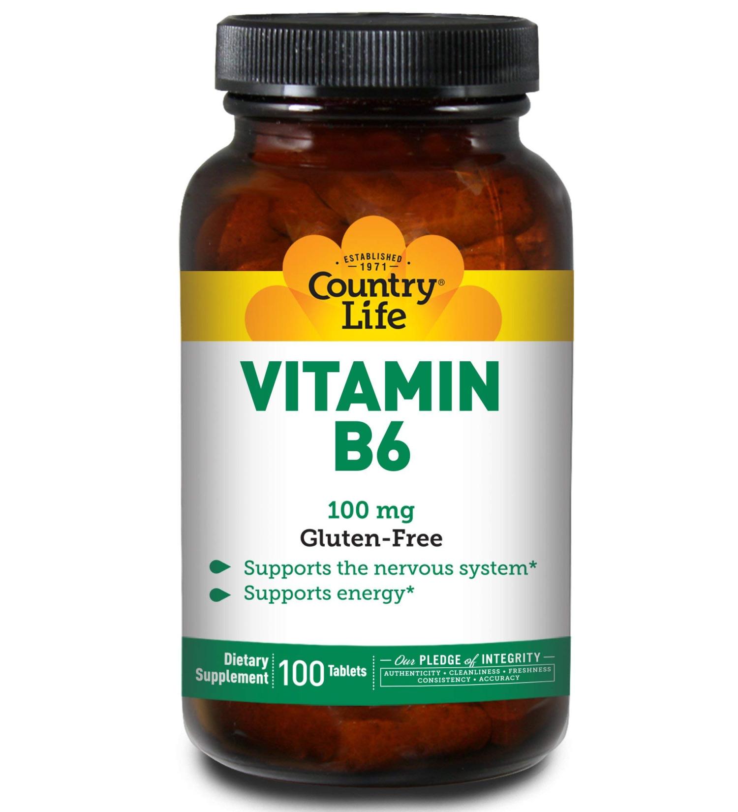 Country Life Vitamin B6 100mg - 100 Tablets | Supports Energy & Mood - Buy Online on GoSupps.com