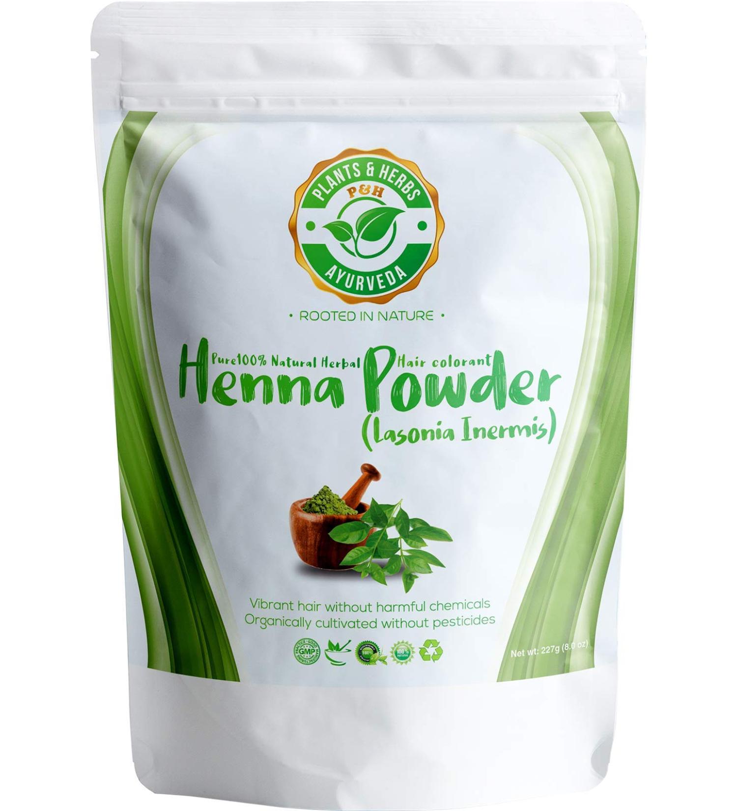 Organic Ayurvedic Herbal Henna Powder for Hair & Beard Dye - 100% Pure, Chemical-Free 8oz / 227g - Buy Online on GoSupps.com