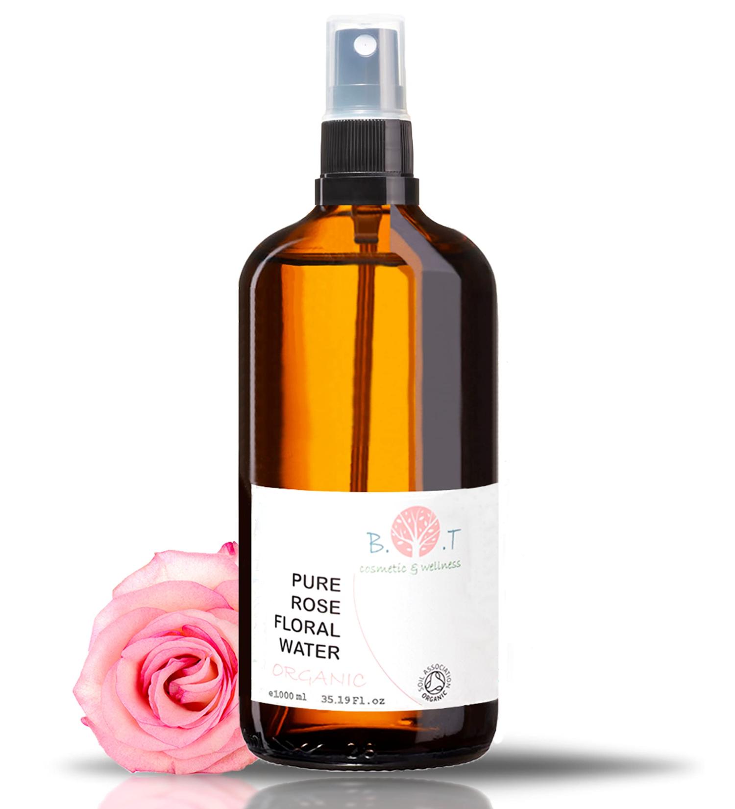 100% Pure Organic Rose Flower Water Hydrolate - 1000ml Sensitive Skin Lotion | Baby After Shaving & Hair Removal Care - Buy Online on GoSupps.com