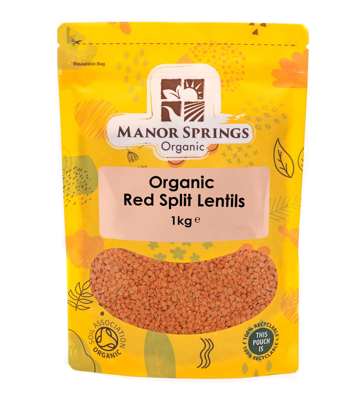 Manor Springs Organic Red Split Lentils 1kg - Certified Organic and High Quality - Buy Online on GoSupps.com