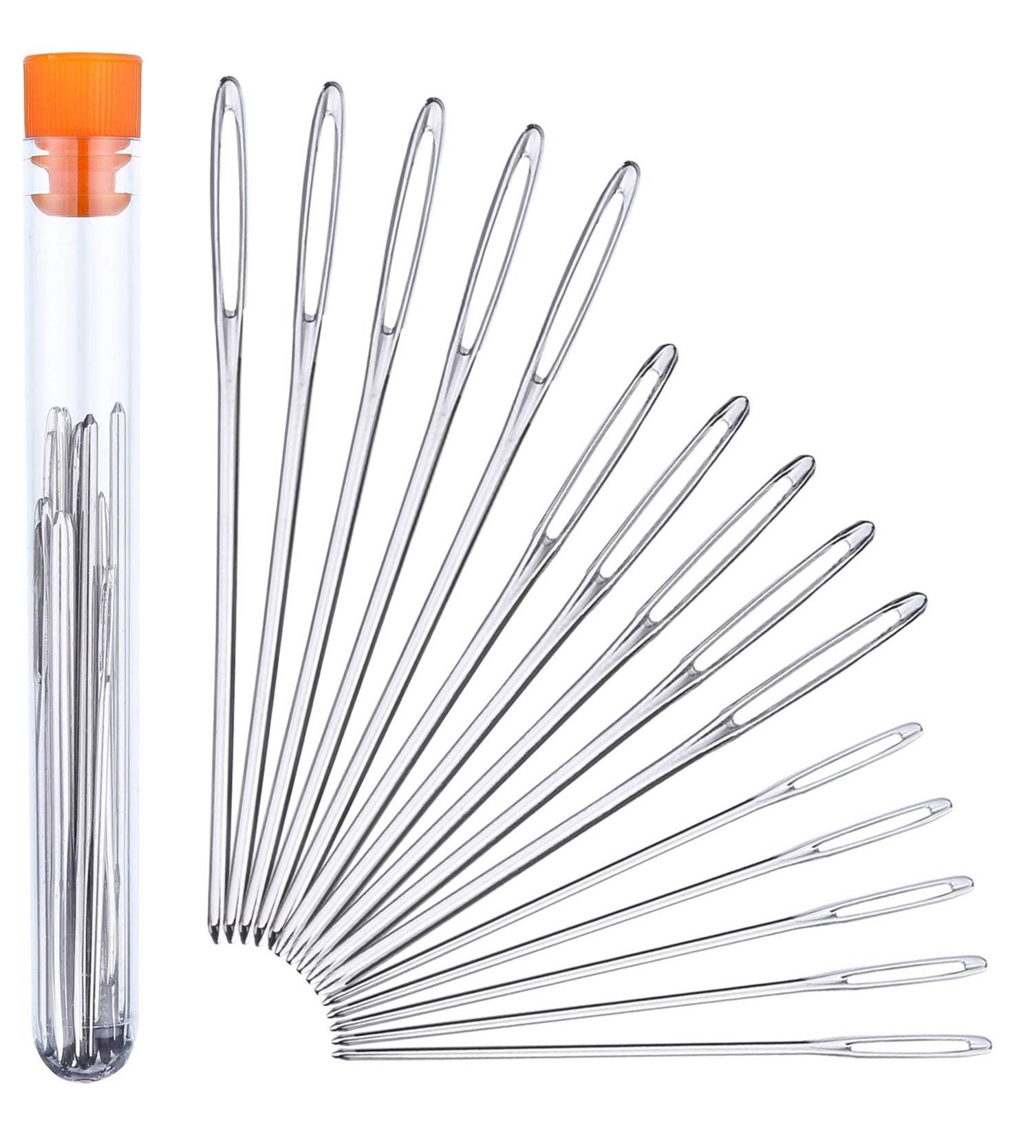 15-Piece Large-Eye Yarn Sewing Needles Set with Clear Bottle - Ideal for Crochet Projects - Silver - 3 Sizes - Buy Online on GoSupps.com