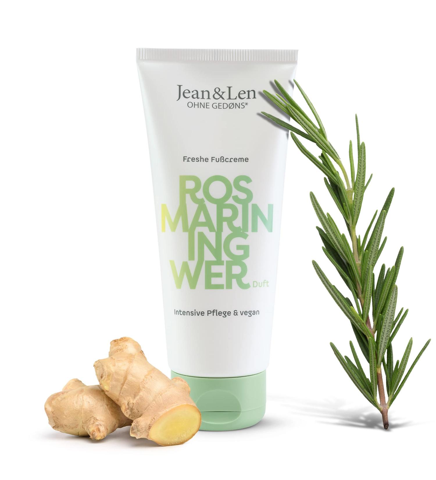 Jean & Len Freshe Foot Cream - Rosemary & Ginger | Vegan Paraben-Free Smooth & Hydrated Dry Feet - 100 ml - Buy Online on GoSupps.com