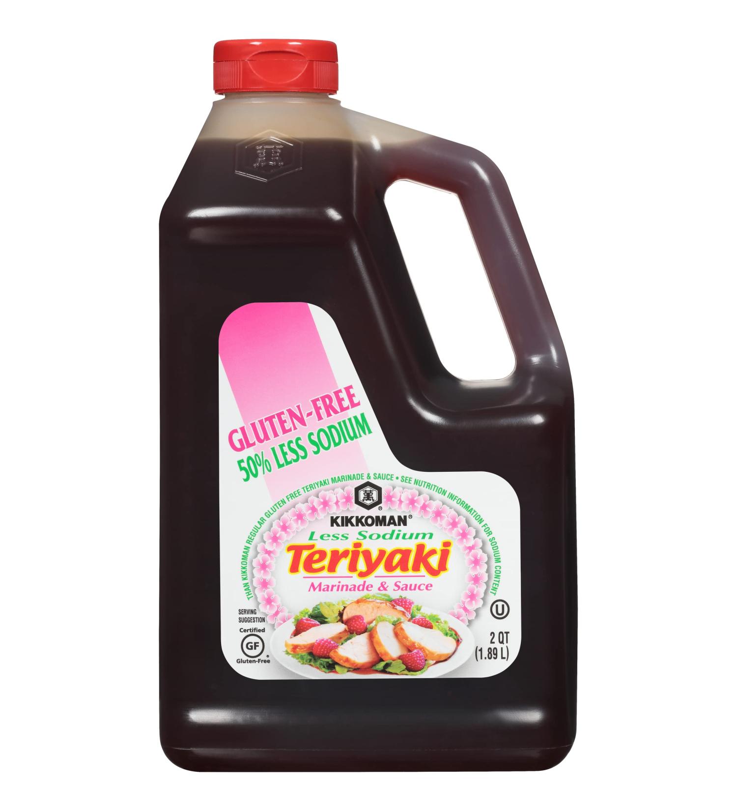 Kikkoman Less Sodium Gluten-Free Teriyaki Sauce (0.5 Gallon) - Gourmet Marinade - Buy Online on GoSupps.com