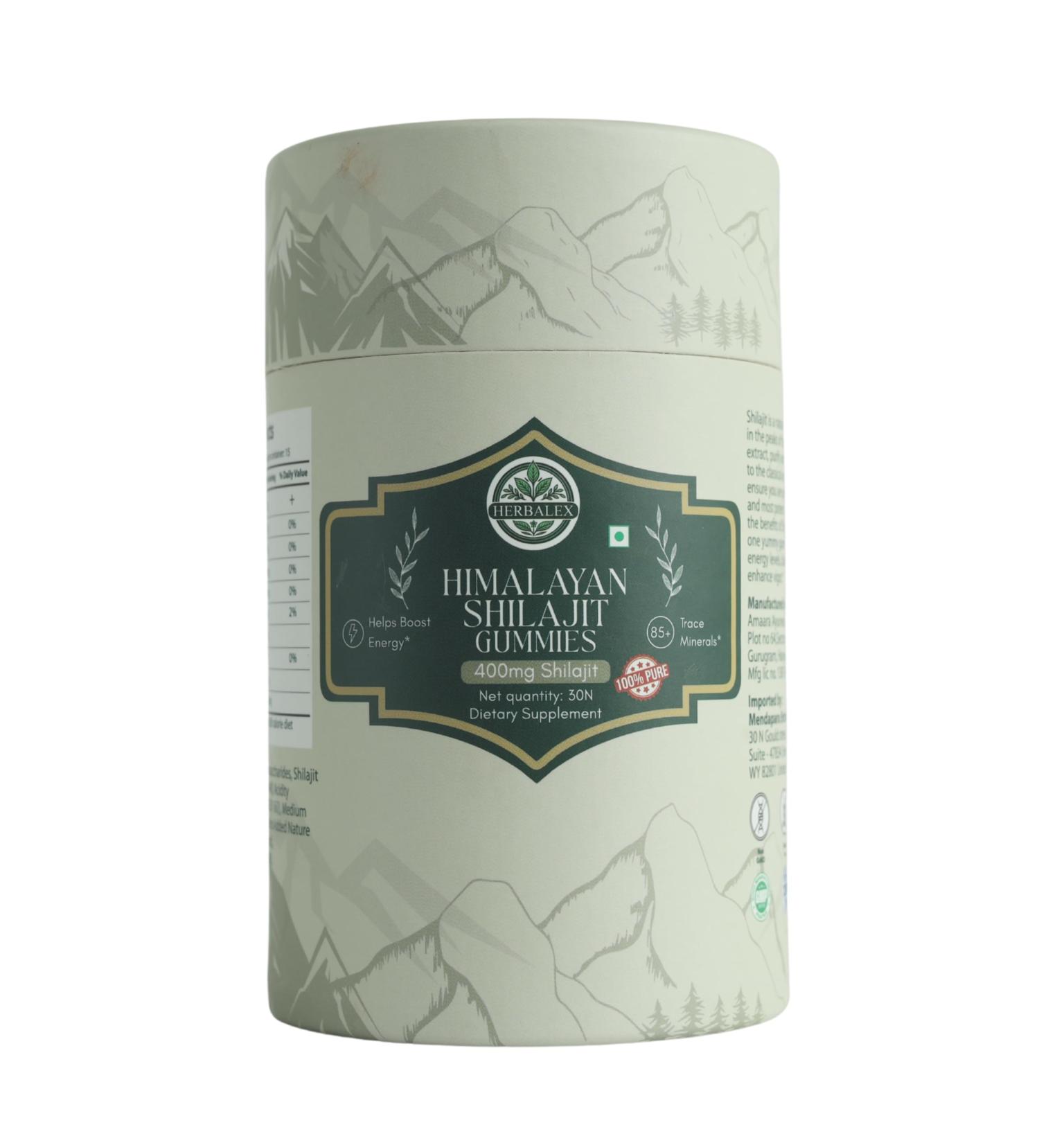 HERBALEX Himalayan Shilajit Gummies(30 Gummies) with 100% Shilajit | Men & Women Energy Boost & Immune Support 75%+ Fulvic Acid with Travel Friendly 400 mg - Buy Online on GoSupps.com