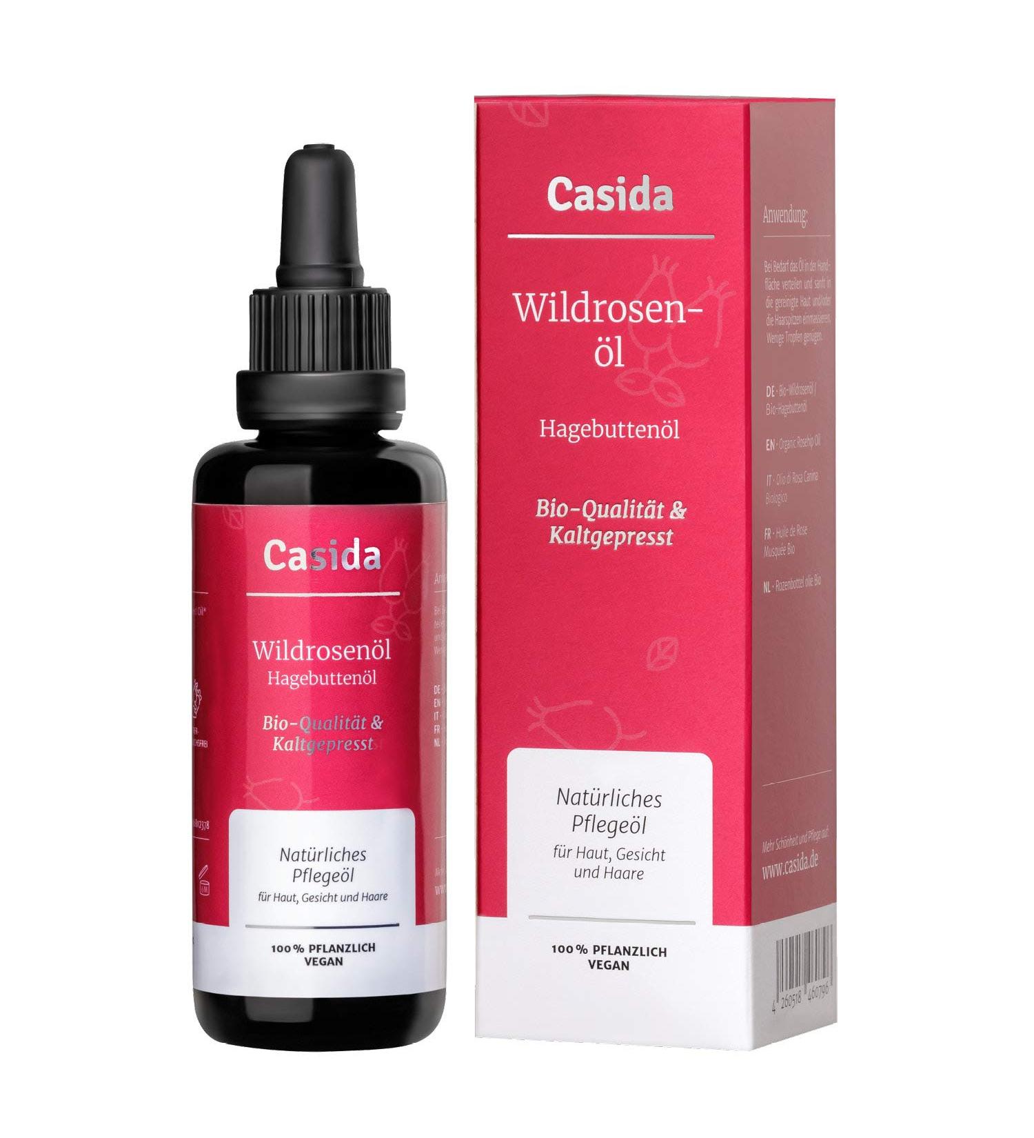 Buy Casida Rosehip Oil - 100% Organic & Cold Pressed Wild Rose Oil for Face & Skin - Silky Smooth Skin - 50ml & 30ml Pack - International Shipping Available - Buy Online on GoSupps.com