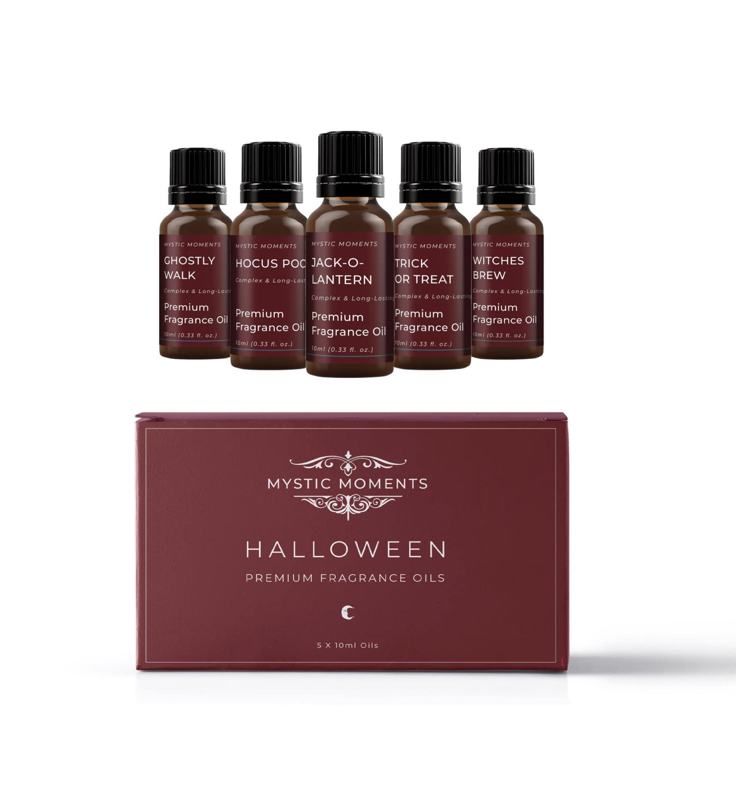 Mystic Moments Halloween Fragrance Oil Gift Starter Pack | 5x10ml Ghostly Walk Hocus Pocus Jack-O-Lantern Trick or Treat Witches Brew | Ideal Gift for Spooky Season - Buy Online on GoSupps.com
