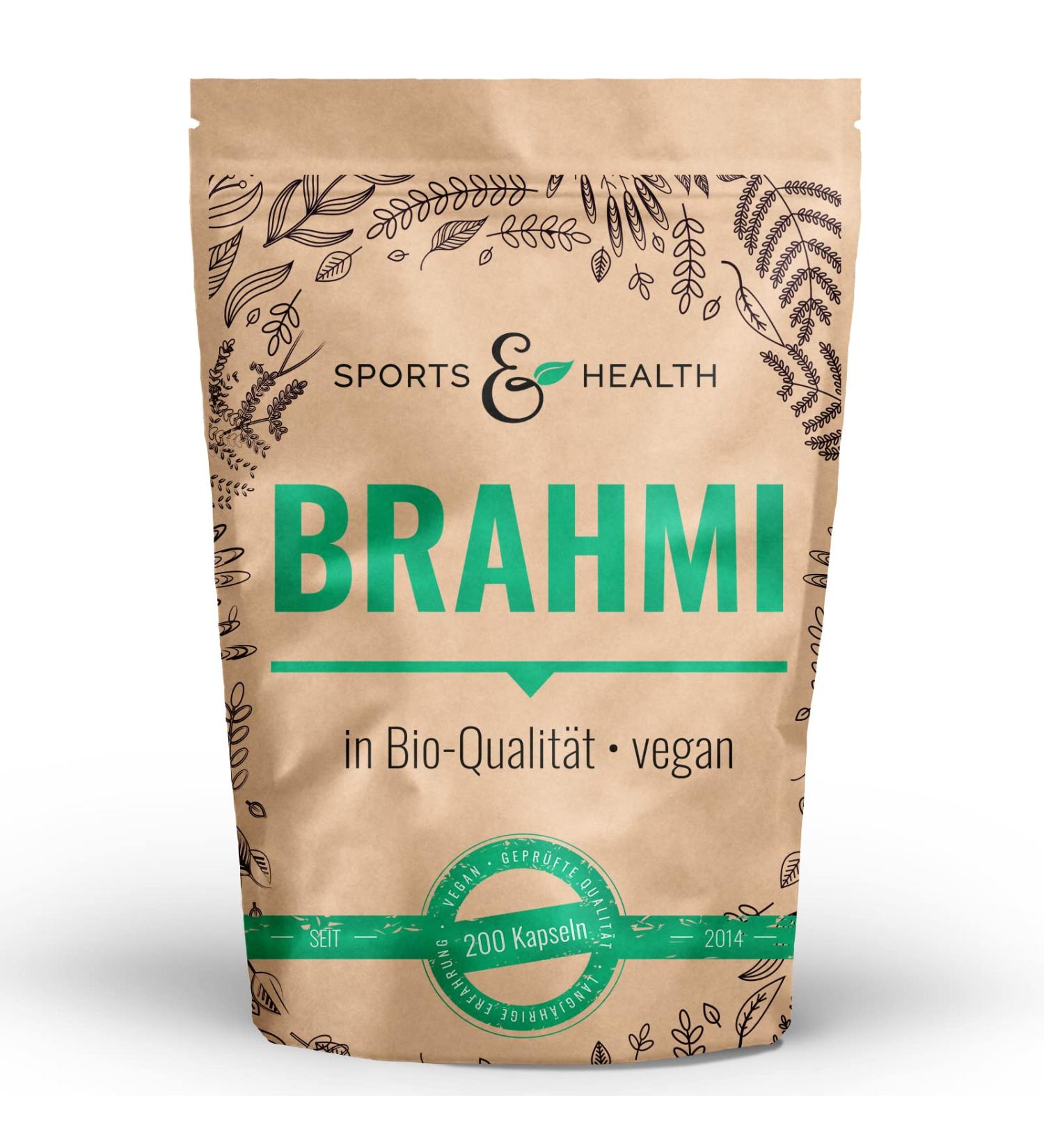 Organic Brahmi Capsules - 200 Vegan Capsules | 1000mg Bacopa Monnieri - Pure Organic Quality & Natural Ingredients - No Additives - Buy Online on GoSupps.com