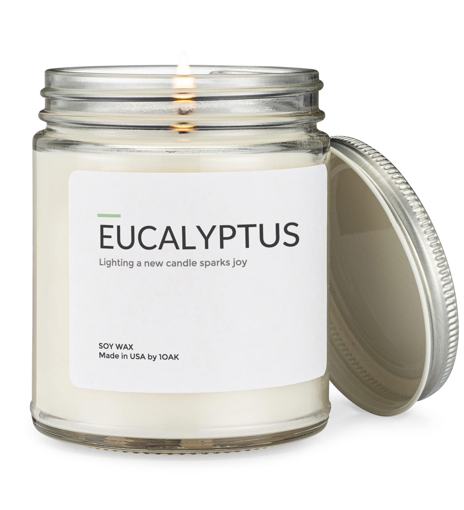 1OAK Eucalyptus Soy Wax Scented Candle - Hand-Poured Premium 9oz Candle for Home - Long Burning, Aromatherapy Relaxation - Buy Online on GoSupps.com
