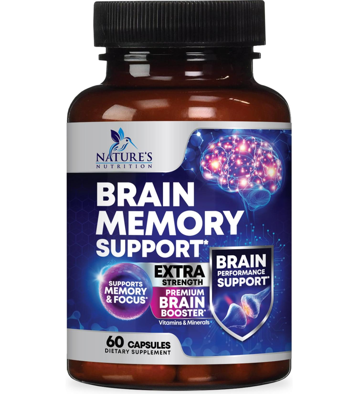 Brain Memory Supplement Pills - 3X Strength Nootropics for Concentration Clarity & Focus Support - Brain Health Cognitive Vitamins with Bacopa Phosphatidylserine & DMAE Brain Booster - 60 Capsules 60 Count (Pack of 1) - Buy Online on GoSupps.com
