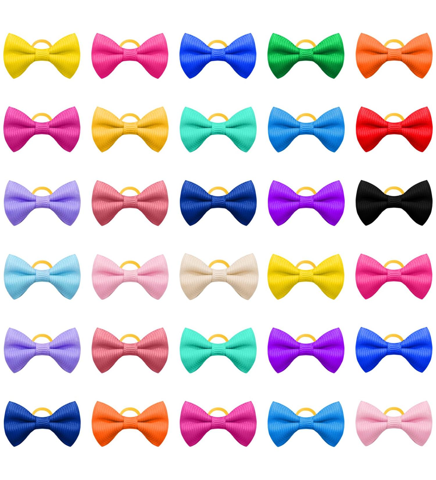 KMZ 30Pcs Mixed Colors Dog Hair Bows with Elastic Rubber Bands Cute Dog Grooming Bows Puppy Hair Accessories for Long Hair Pet Dogs Cats - Buy Online on GoSupps.com