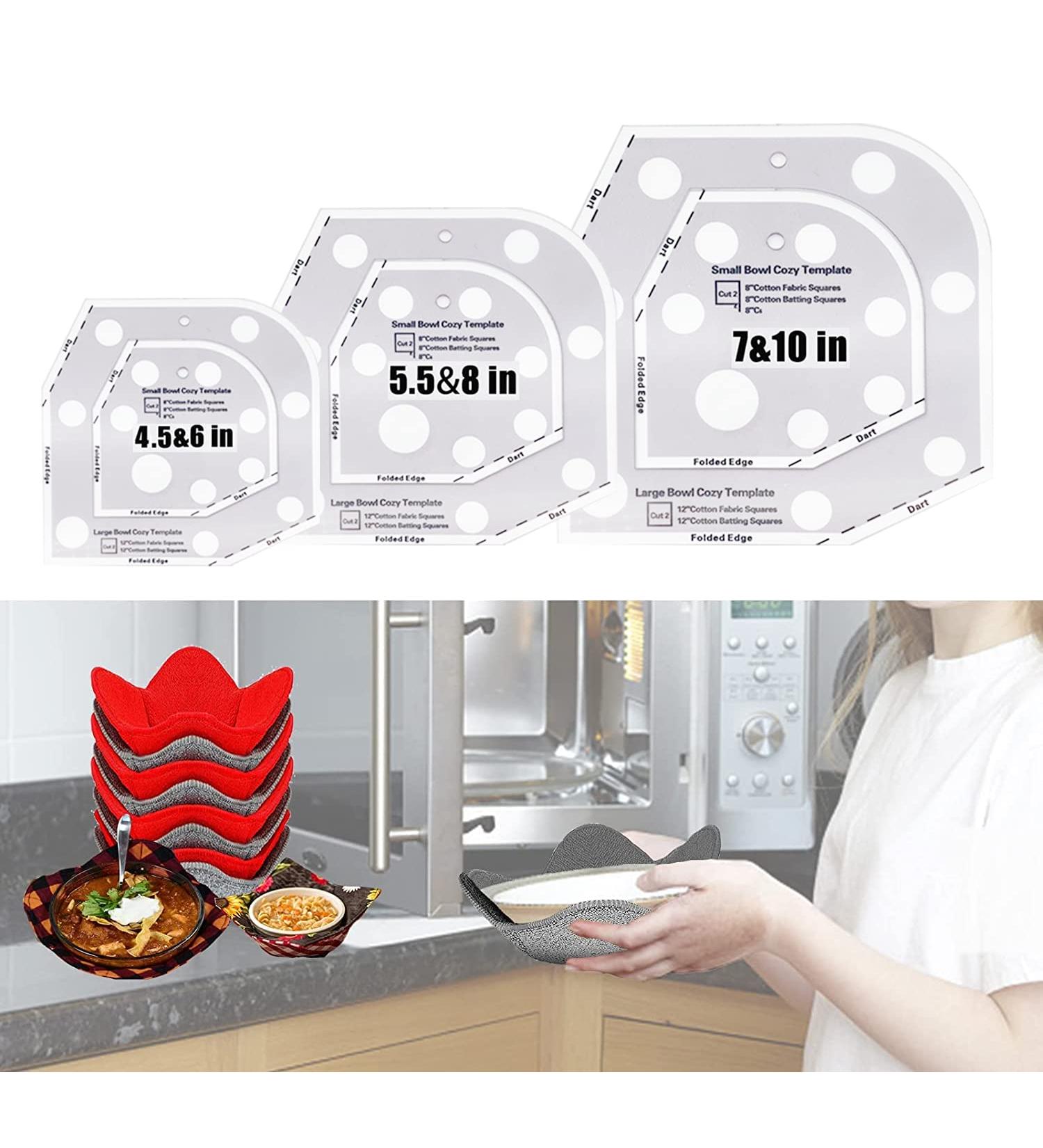 Brightdeer Bowl Cozy Pattern Template 2022 - DIY Clear Acrylic Stencil for Sewing Hot/Cold Food Bowls - 6+8+10 inch sizes - Buy Online on GoSupps.com