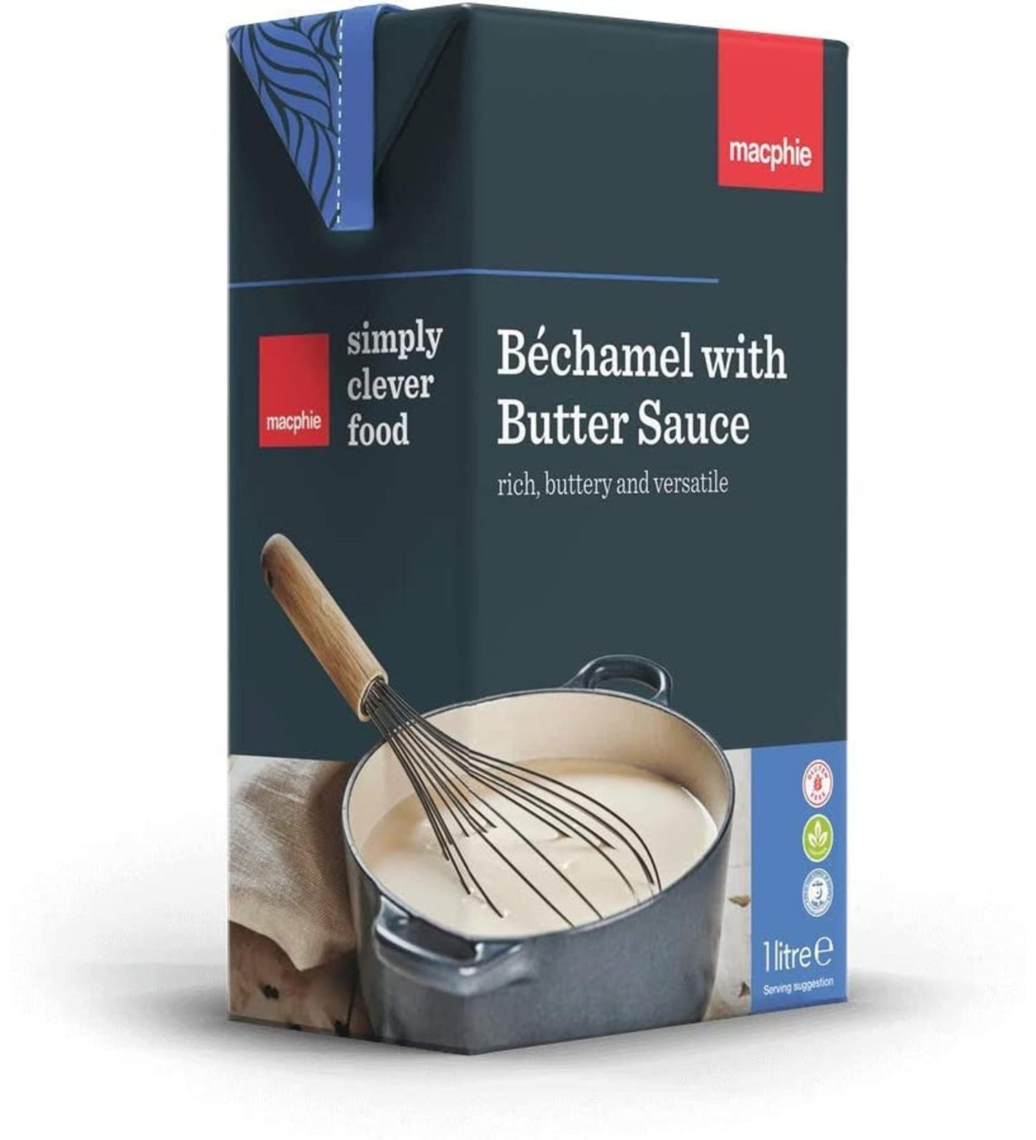 B chamel with Butter Sauce 1L Macphie. A full flavoured creamy sauce enriched with butter.
