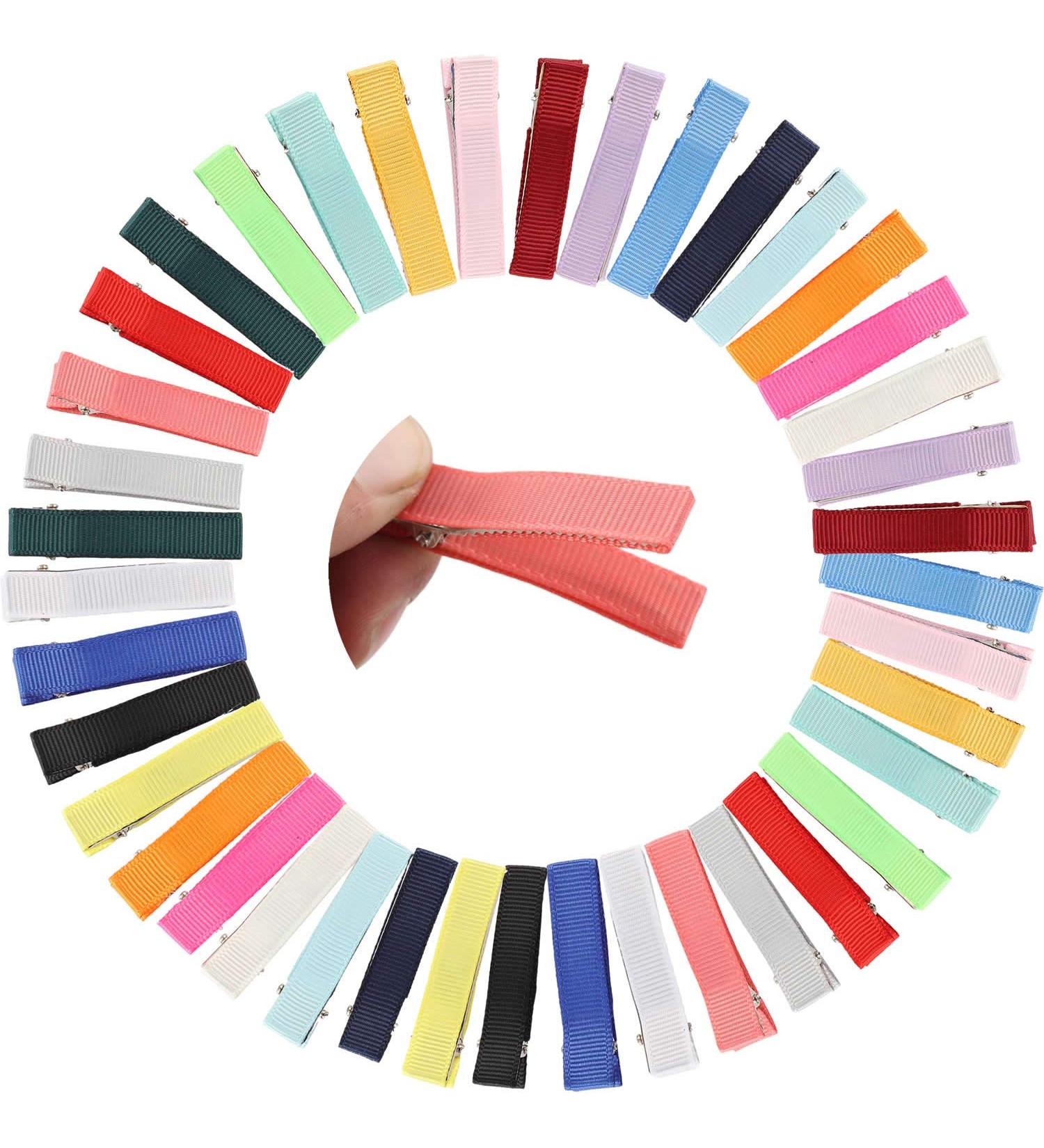 40 Pack Bulk 5cm Grosgrain Ribbon Covered Metal Hair Clips for Baby Girls - Buy Online on GoSupps.com