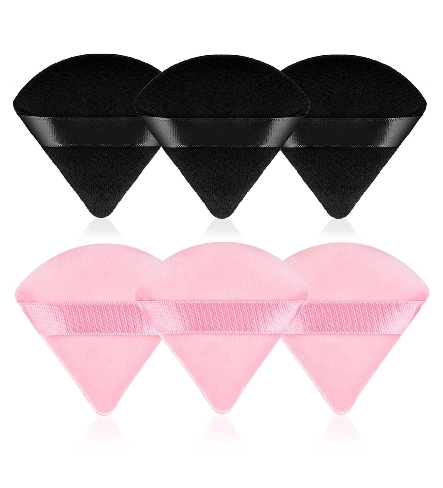 WLLHYF 6-Piece Triangle Powder Puff Set with Soft Velour for Makeup Application - Black & Dark Pink - Buy Online on GoSupps.com