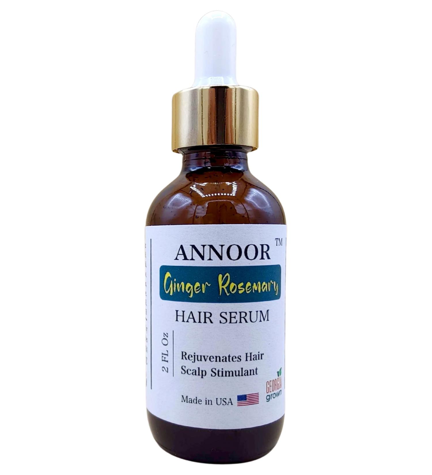 Ginger Rosemary Hair Serum by Annoor | 2 Fl Oz | Nourish & Strengthen Hair Promote Growth & Scalp Renewal - Buy Online on GoSupps.com