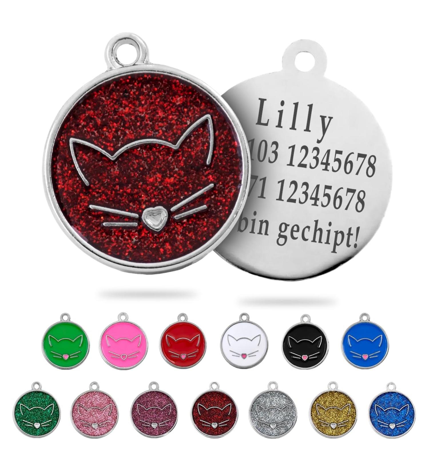 Personalized Ibera Gifts for Medium to Large Cats - Engraved Collar & Red Glitter Neck Band - Buy Online on GoSupps.com