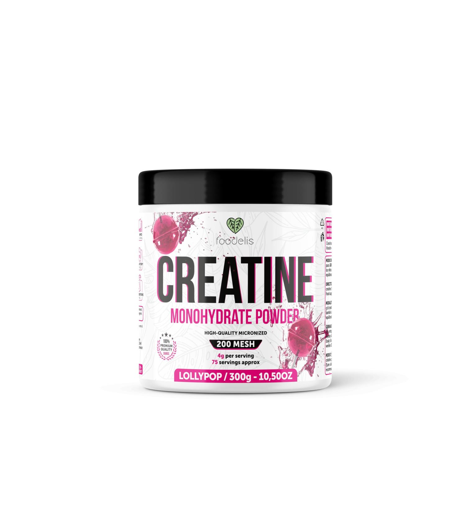  FOODELIS Creatine Monohydrate Powder 300g - Lollipop Flavor - Micronized (200 Mesh) - No Added Sugar - Measuring Scoop Included - Buy Online on GoSupps.com