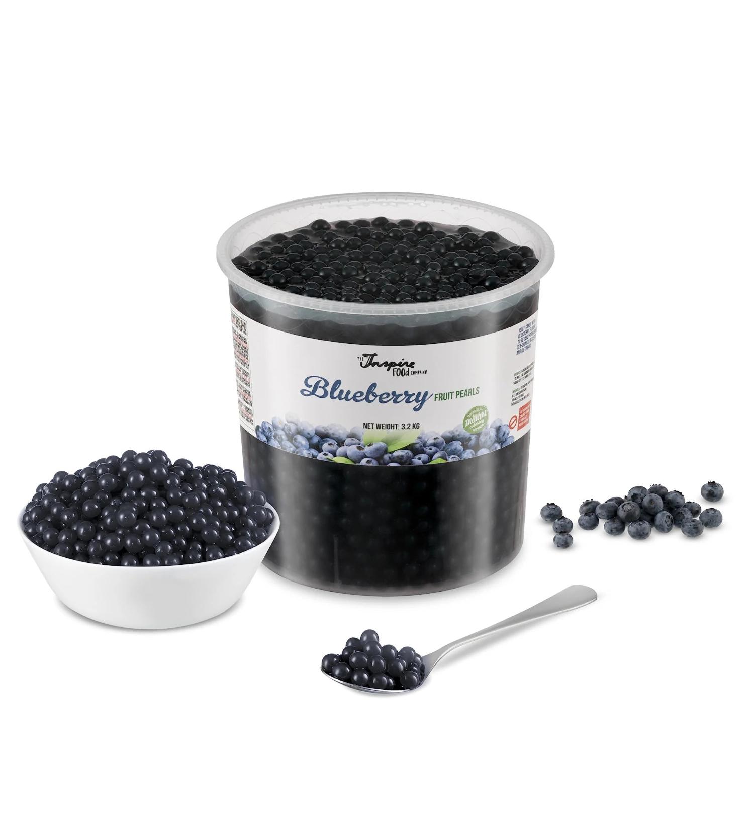 Inspire Blueberry Bubble Tea Pearls - 3.2kg Popping Boba with Real Fruit Juice | 100% Vegetarian Gluten-Free No Artificial Dyes - Buy Online on GoSupps.com
