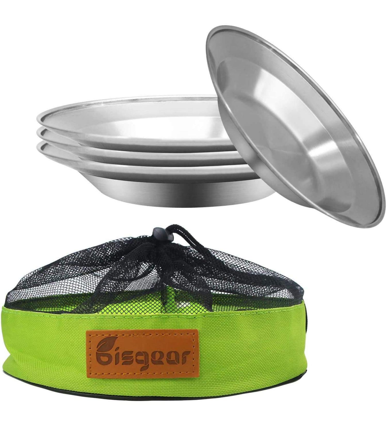 Bisgear Camping Stainless Steel 8.5 Kitchen Dinner Plate (Pack of 4) - BPA Free Outdoor Dinnerware Set for Backpacking, Picnic & BBQ - Buy Online on GoSupps.com