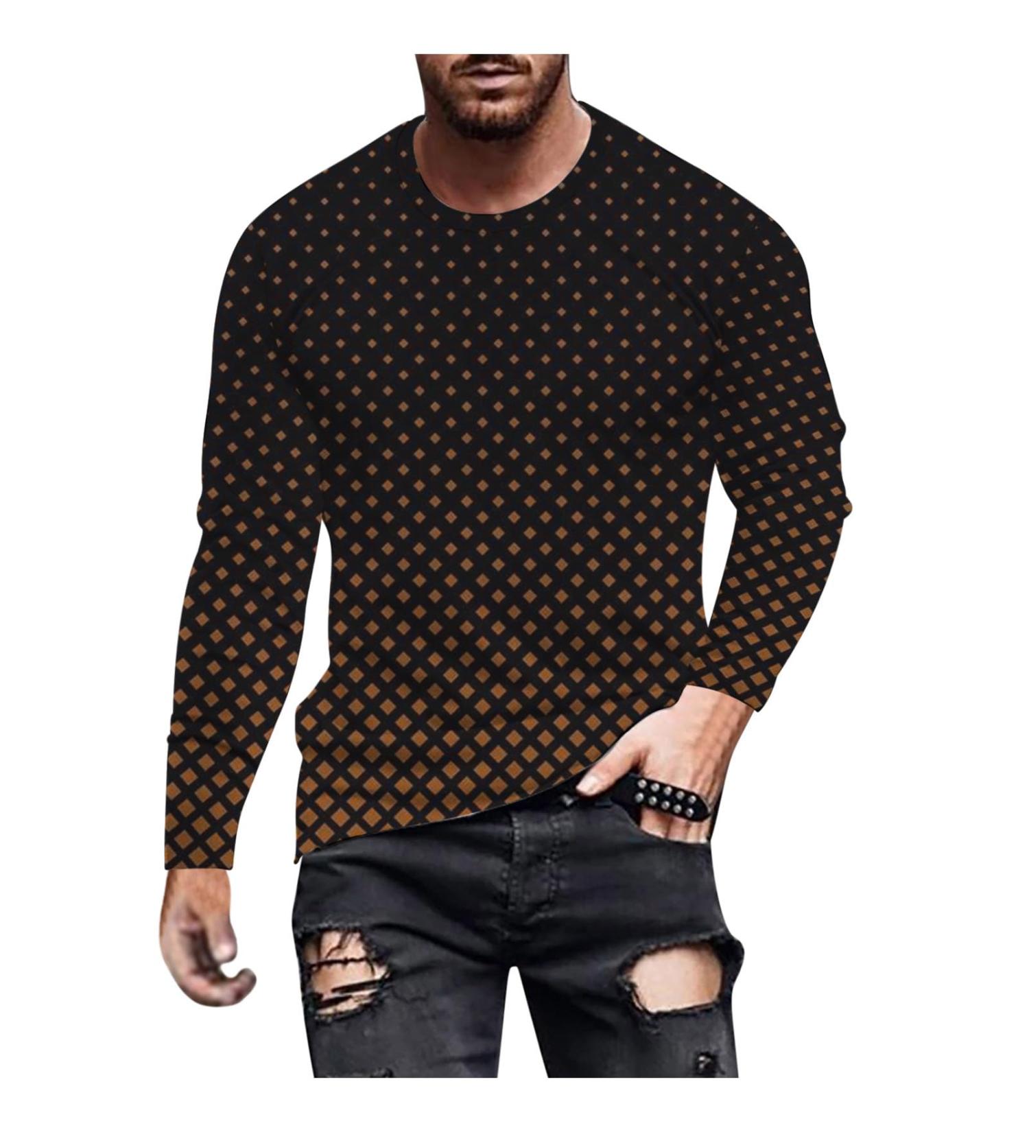 oelaio Men's Big and Tall Long Sleeve Graphic Tee Trendy 3D Print T-Shirts Funny Round Neck Athletic Gym Muscle Shirts Coffee - Buy Online on GoSupps.com