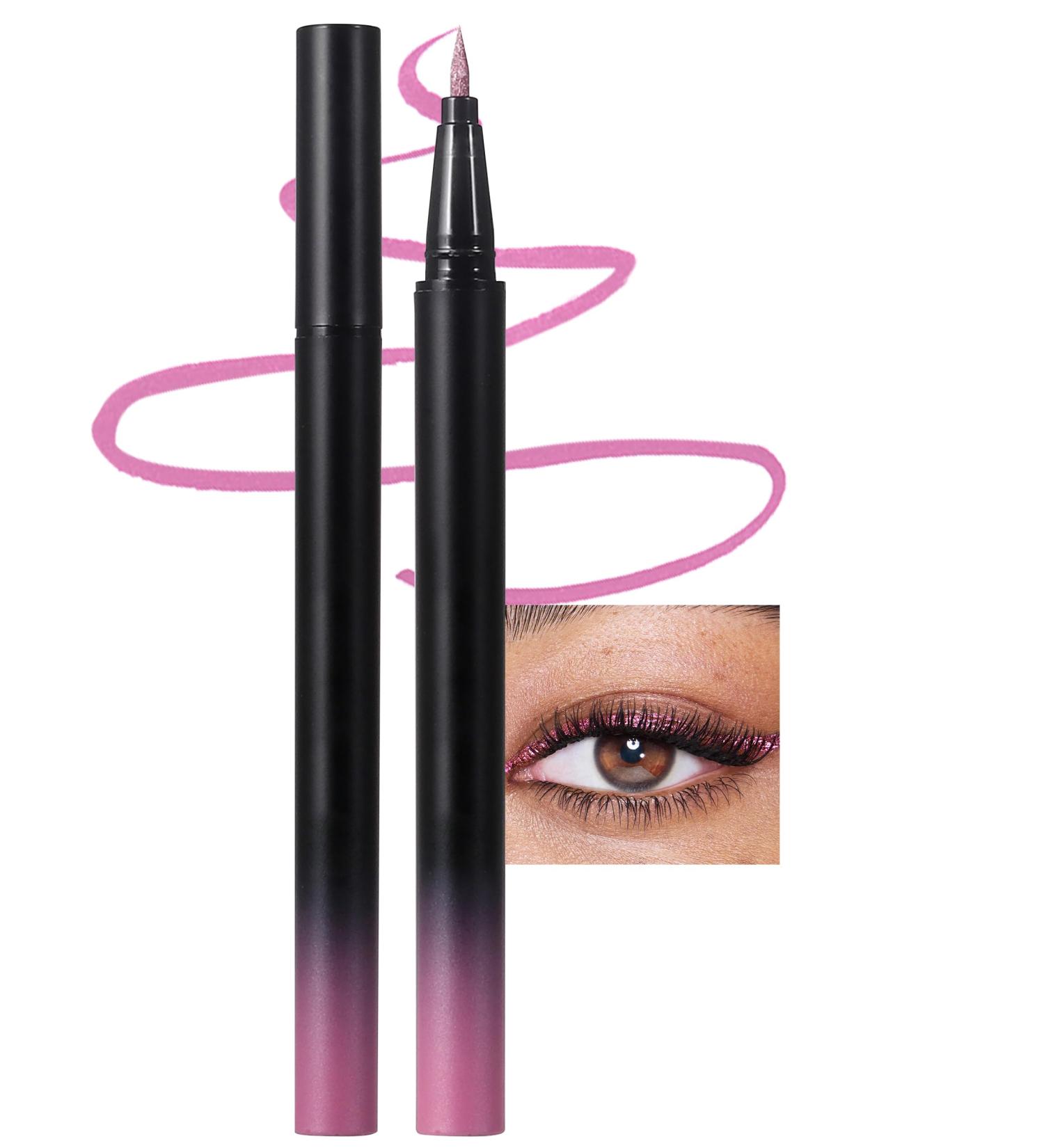  Erinde Erinde Pink Glitter Liquid Eyeliner Liquid Glitter Pencil Sparkling Eye Makeup Waterproof Long-Lasting Glitter Eyeliner #Pink - Buy Online on GoSupps.com