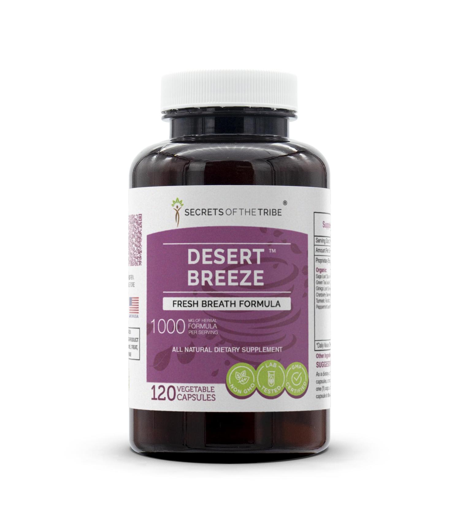 Desert Breeze 120 Capsules, 1000 mg, Sage, Green Tea, Ginkgo, Cranberry, Turmeric, Peppermint. Fresh Breath Formula (120 Capsules) 120 Count (Pack of 1) - Buy Online on GoSupps.com