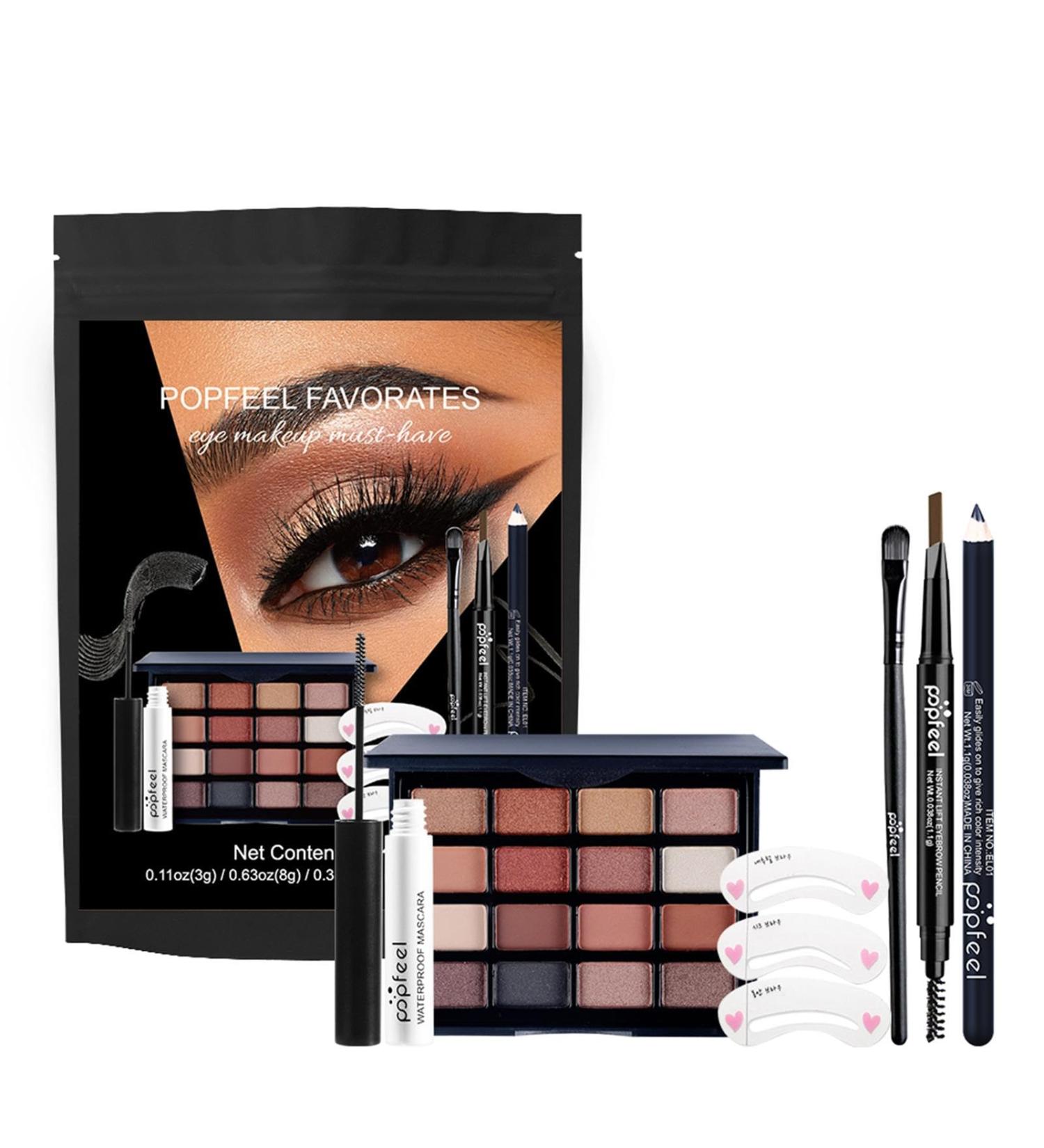 Makeup Eyeshadow Eyeshadow Eye Liner Mascara Portable Eye Enhancing Kit | Long Lasting Waterproof/Set Eye Enhancing Kit Eyeshadow Eye Liner & Mascara for Women Eye Makeup - Buy Online on GoSupps.com