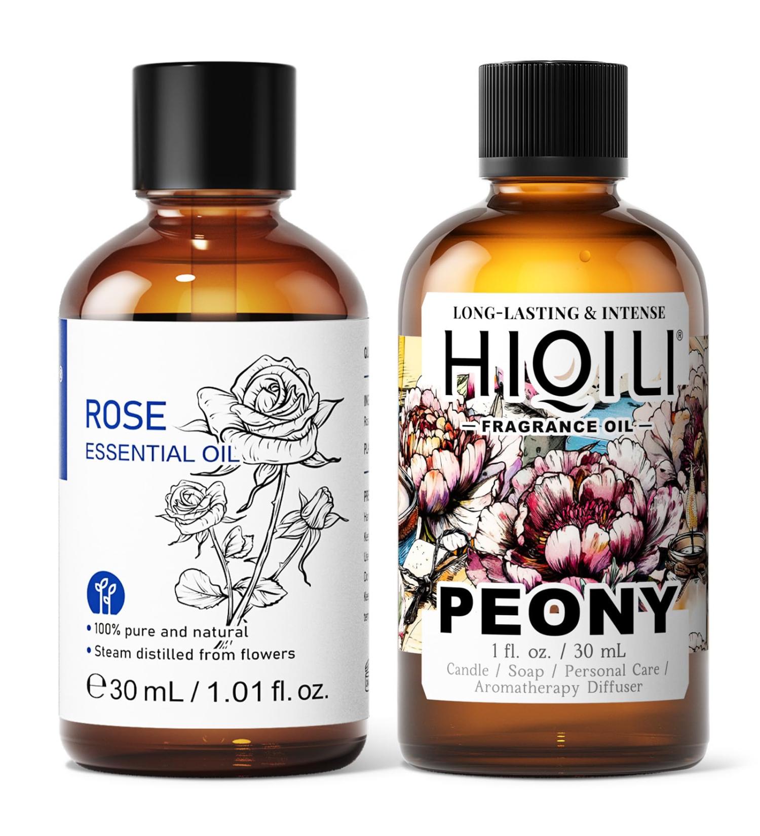 HIQILI 30ML Rose Essential Oil & 30ML Peony Fragrance Oil for DIY Diffuser - Buy Online on GoSupps.com