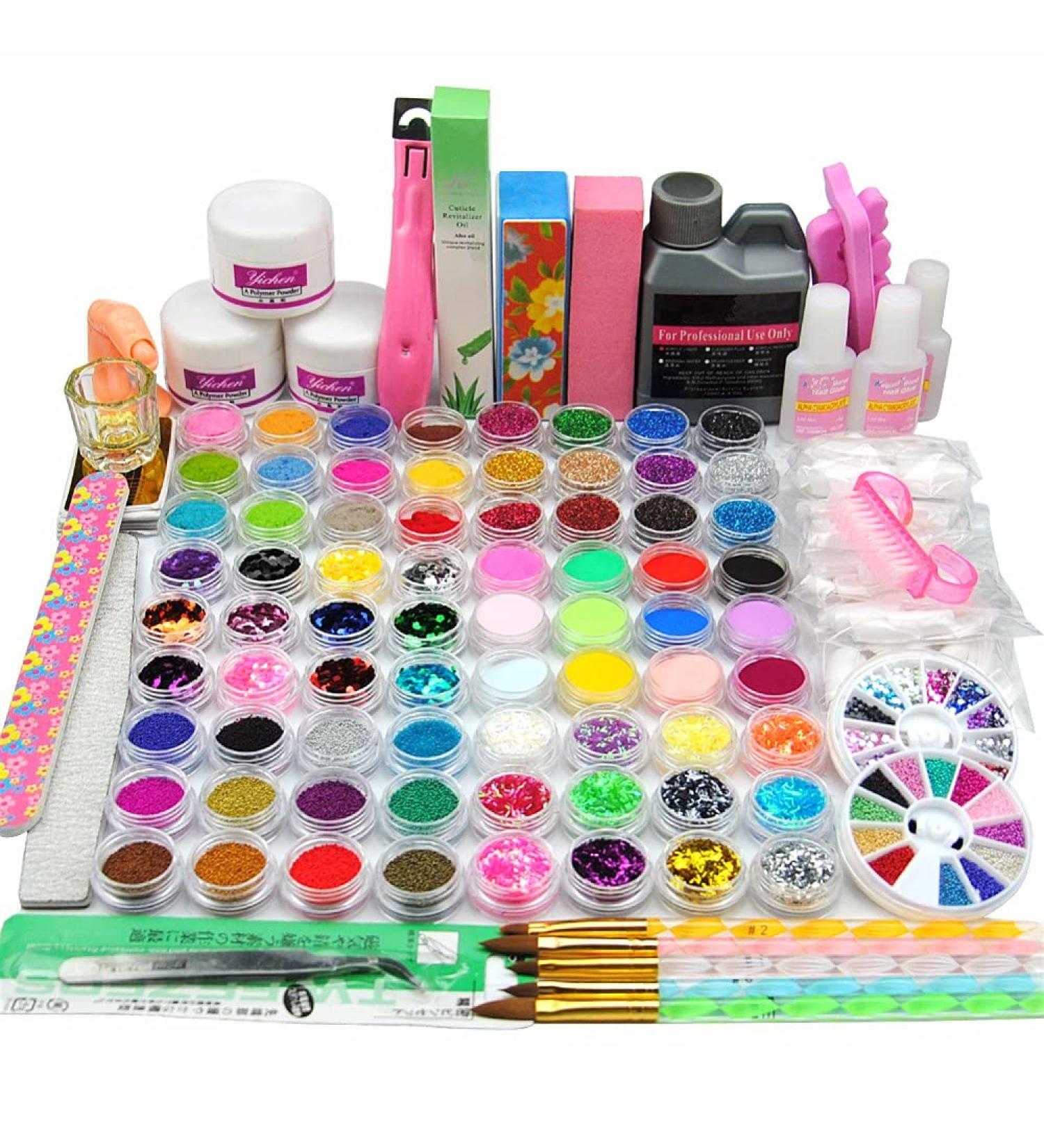 Warm Girl Colored Acrylic Powder & Nail Art Kit - Liquid Tips Brush Rhinestones Glue Cutter & More for Perfect Nails - Buy Online on GoSupps.com