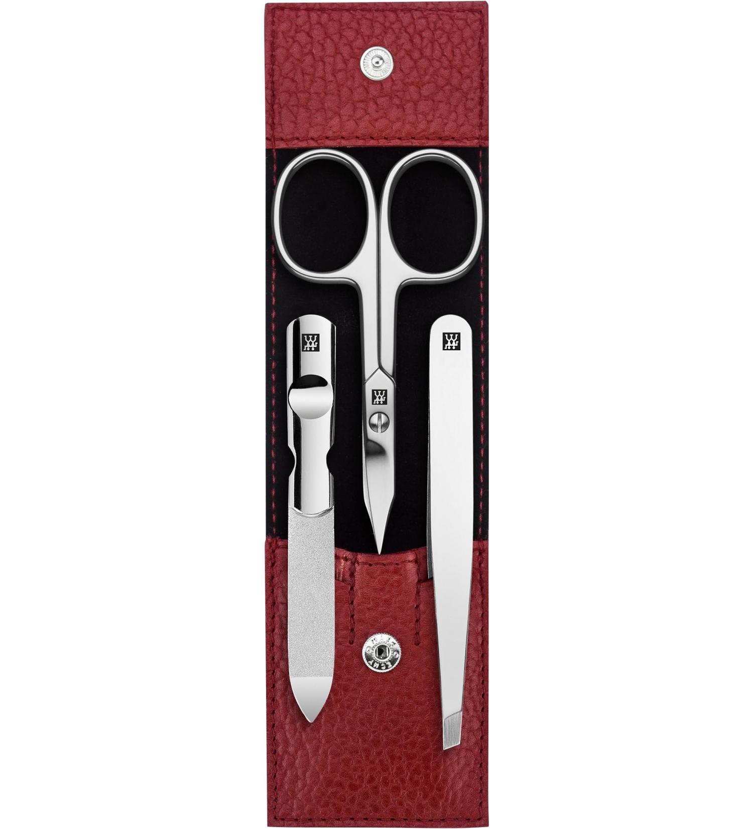 ZWILLING Manicure Set (3 Pieces Pedicure Set for Nail Care and Cuticle Care Leather with Nail Scissors) Polished Stainless Steel Red - Buy Online on GoSupps.com