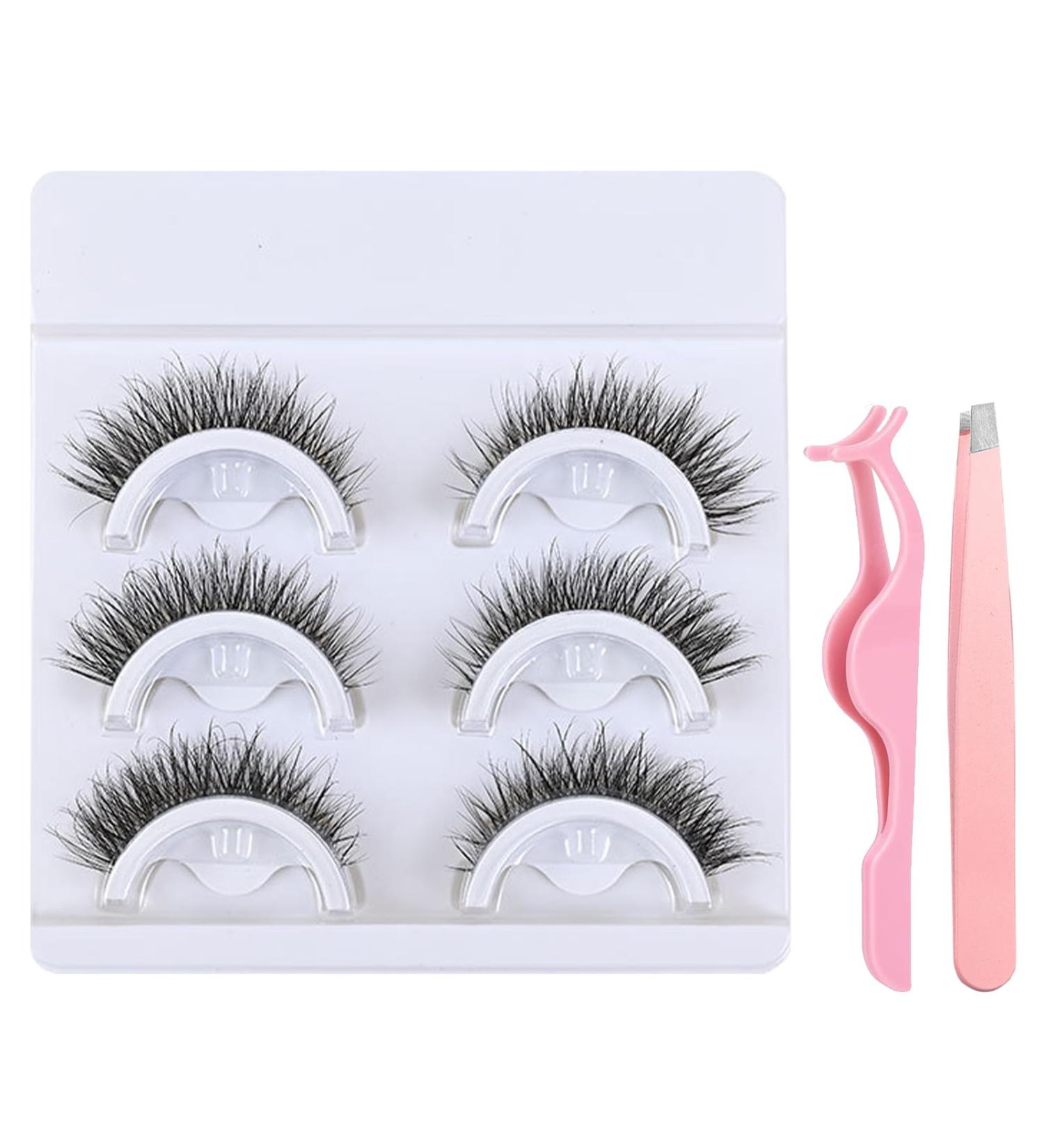Asheyya 3 Pair Self Adhesive Eyelashes Reusable No Glue Eyelashes Waterproof Wispy Fluffy Pre Glued Lashes - Buy Online on GoSupps.com