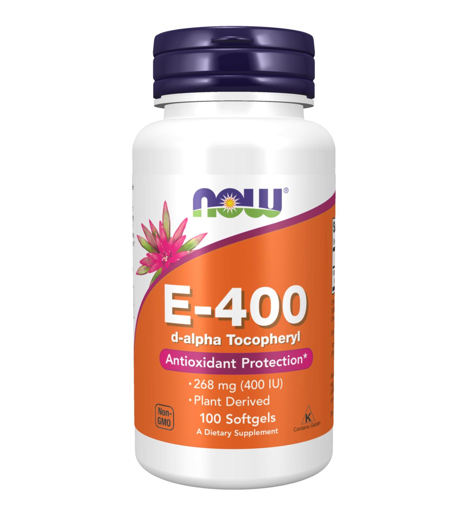 NOW Supplements Vitamin E-400 IU D-Alpha Tocopheryl Antioxidant Protection Softgels 100 Count (Pack of 1) - Buy Online on GoSupps.com