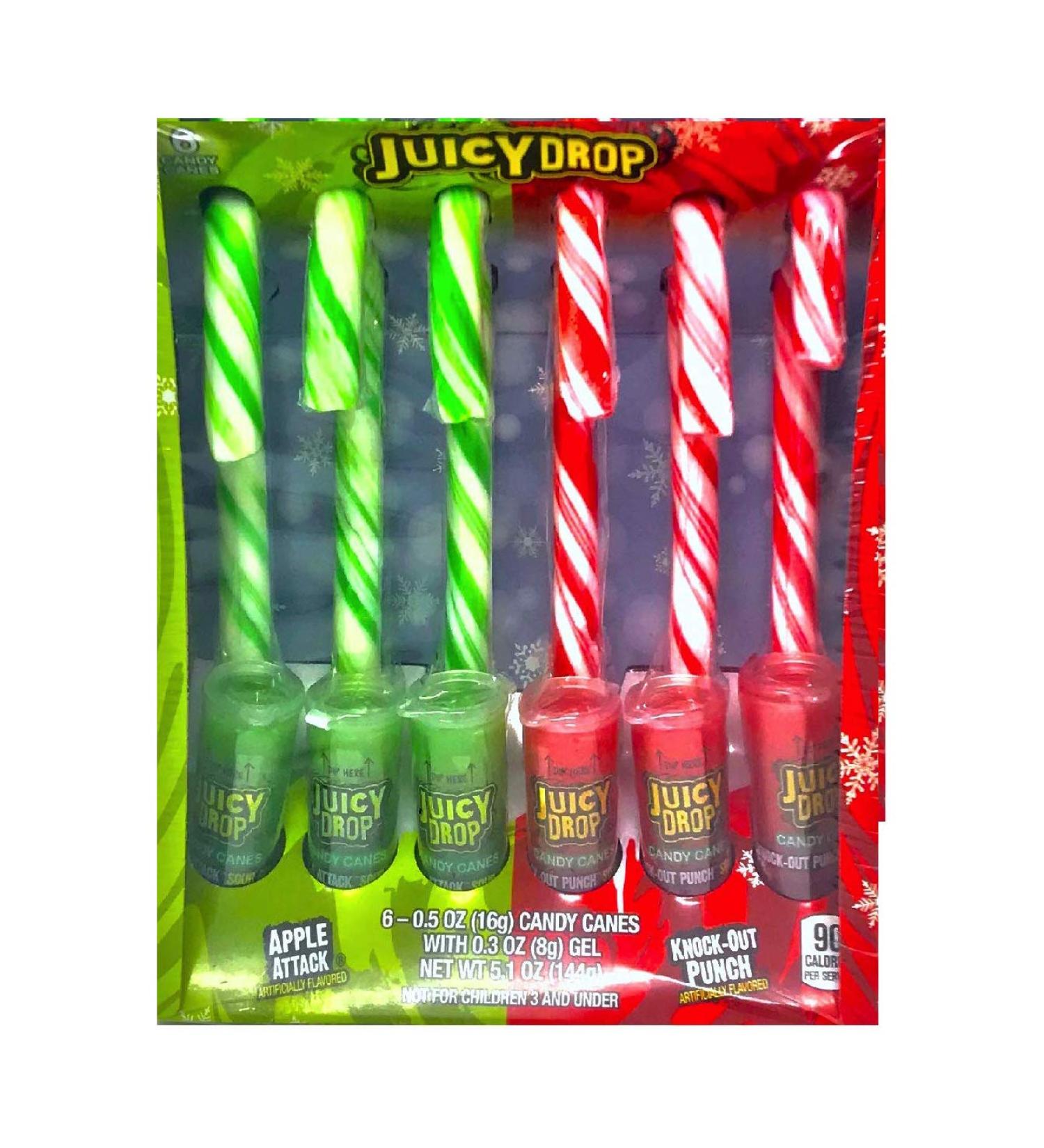 Buy Bazooka Juicy Drop Candy Canes - Apple Attack & Knock-Out Punch Flavors - 6 Individually Wrapped - 5.1 oz - International Shipping Available - Buy Online on GoSupps.com