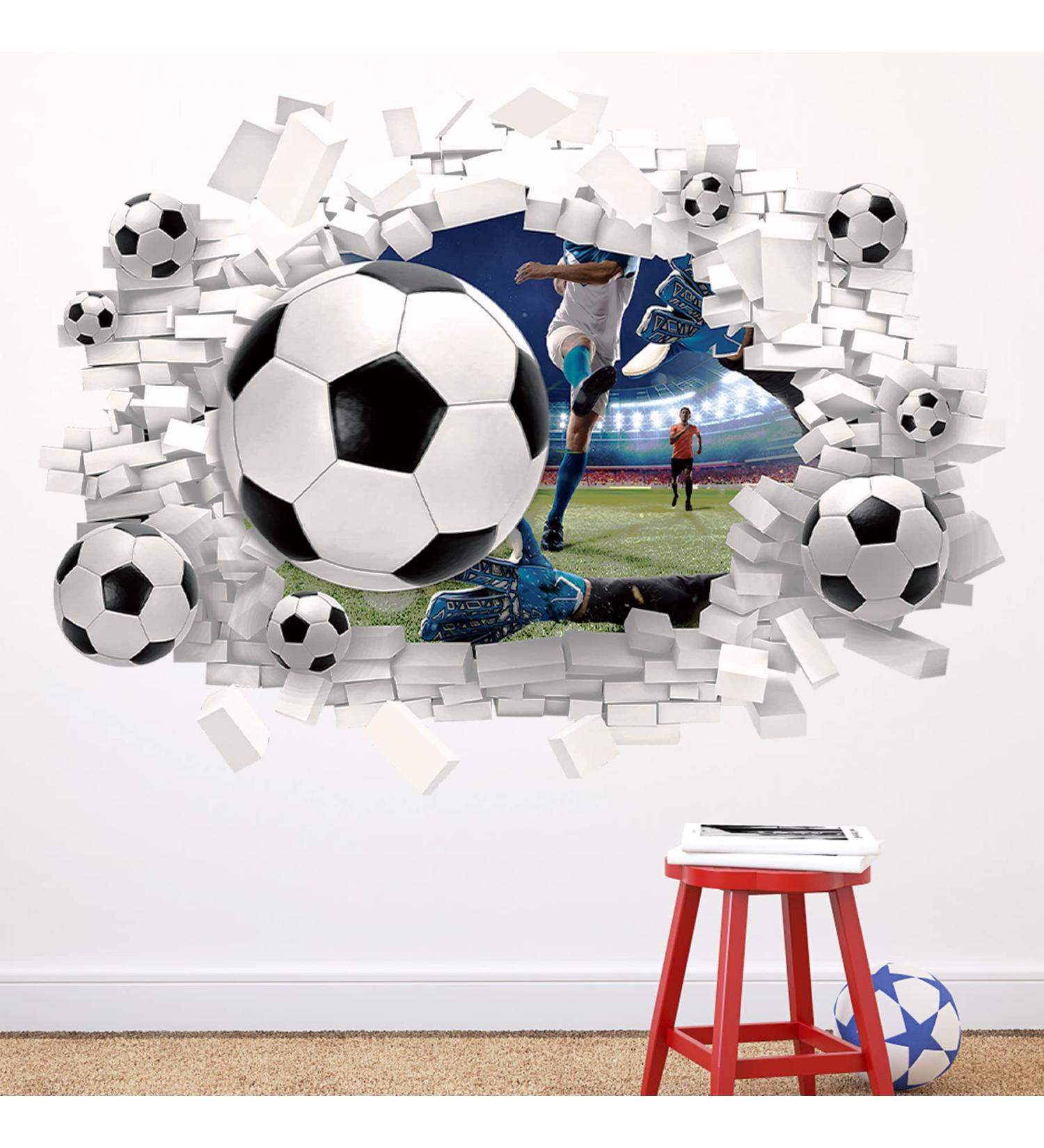 Large 3D Football Wall Sticker- Boys Bedroom Decor | Football Player Decal for Nursery | Soccer Wall Art for Kids Room - Buy Online on GoSupps.com