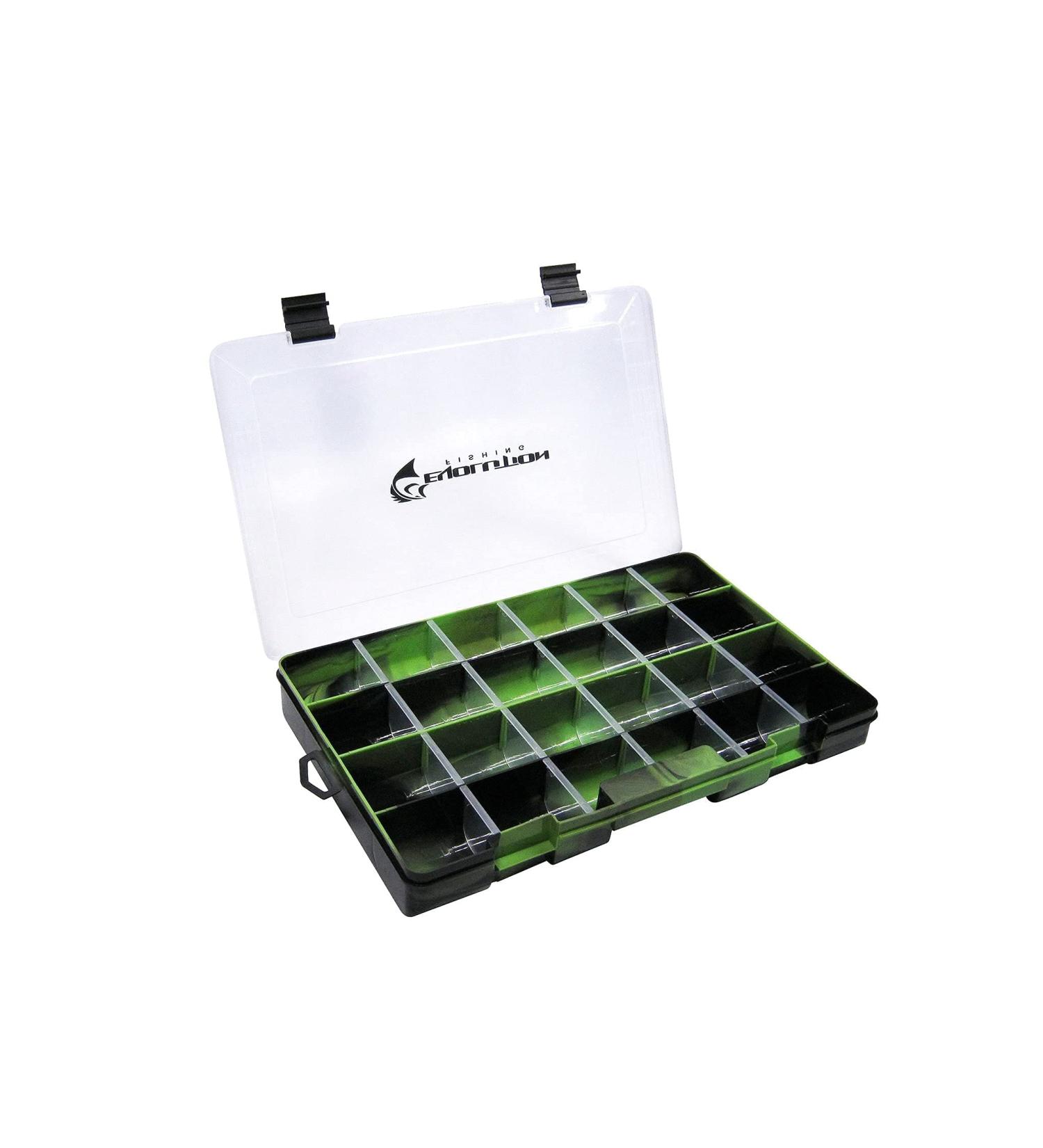 Evolution Outdoor 3700 Drift Series Fishing Tackle Tray  Colored Tackle Box Organizer with Removable Compartments, Clear Lid, 2 Latch Closure, Utility Box Storage 1 Pk Green